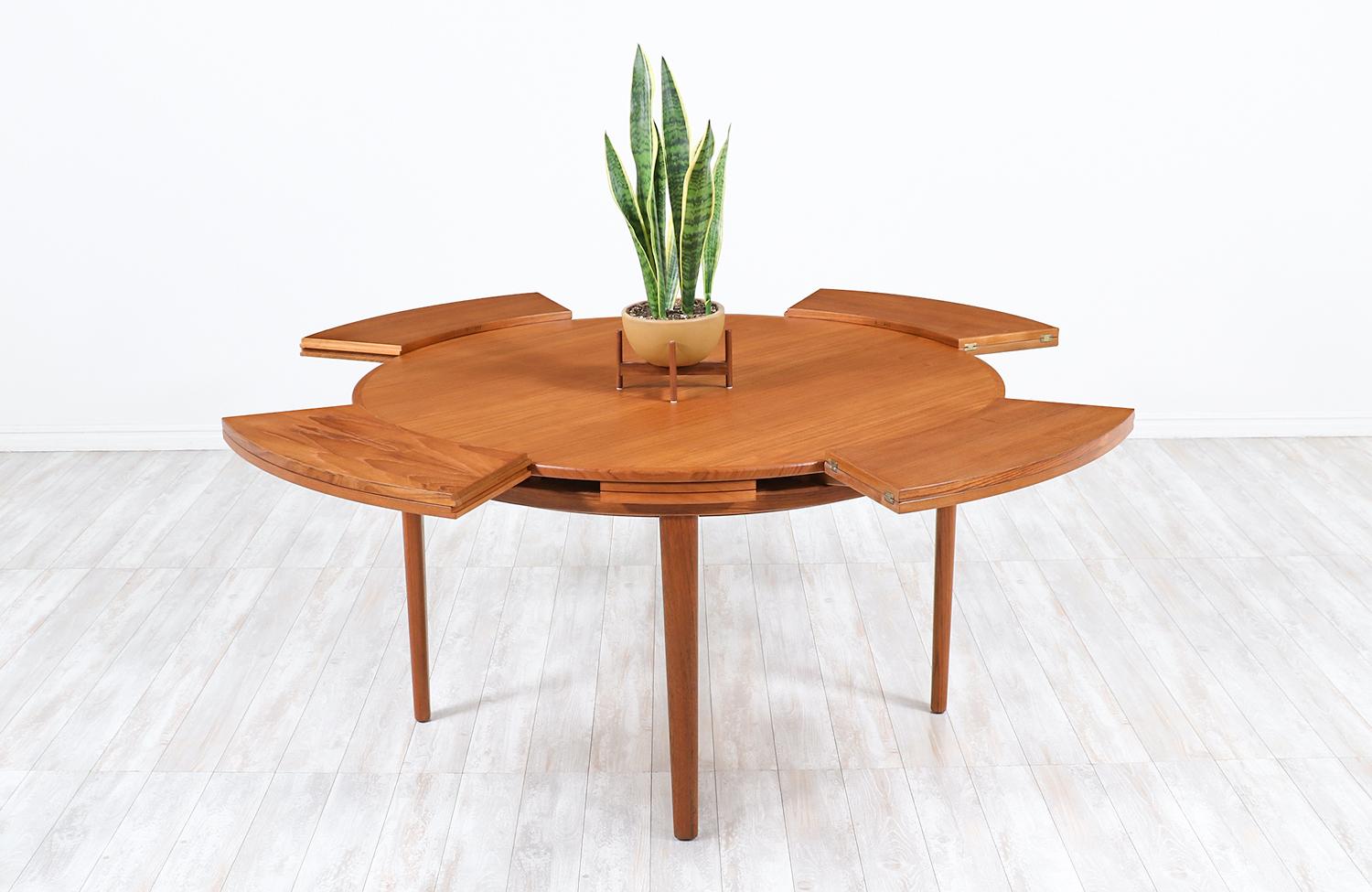 Mid-Century Modern Danish Modern “Flip-Flap” Expanding Teak Dining Table by Dyrlund
