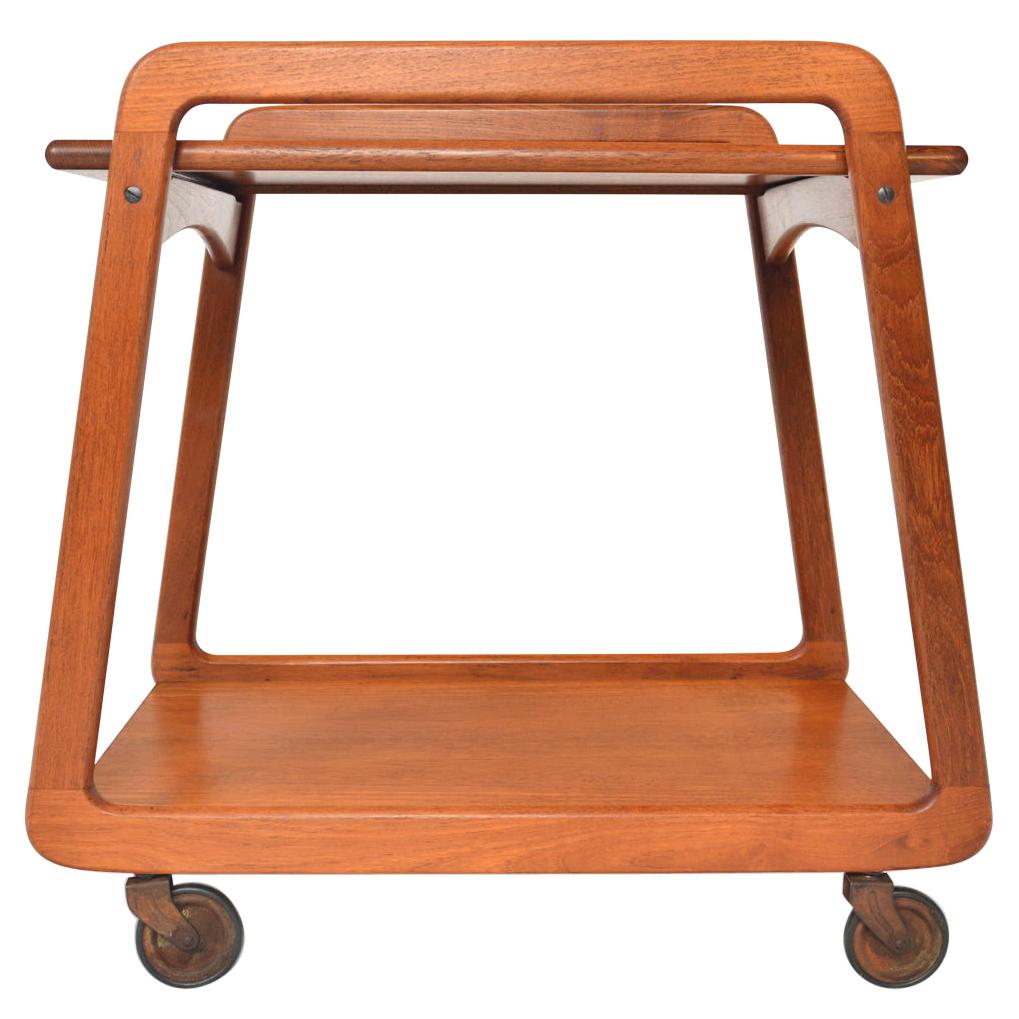 Danish Modern Flip Top Bar Cart in Teak