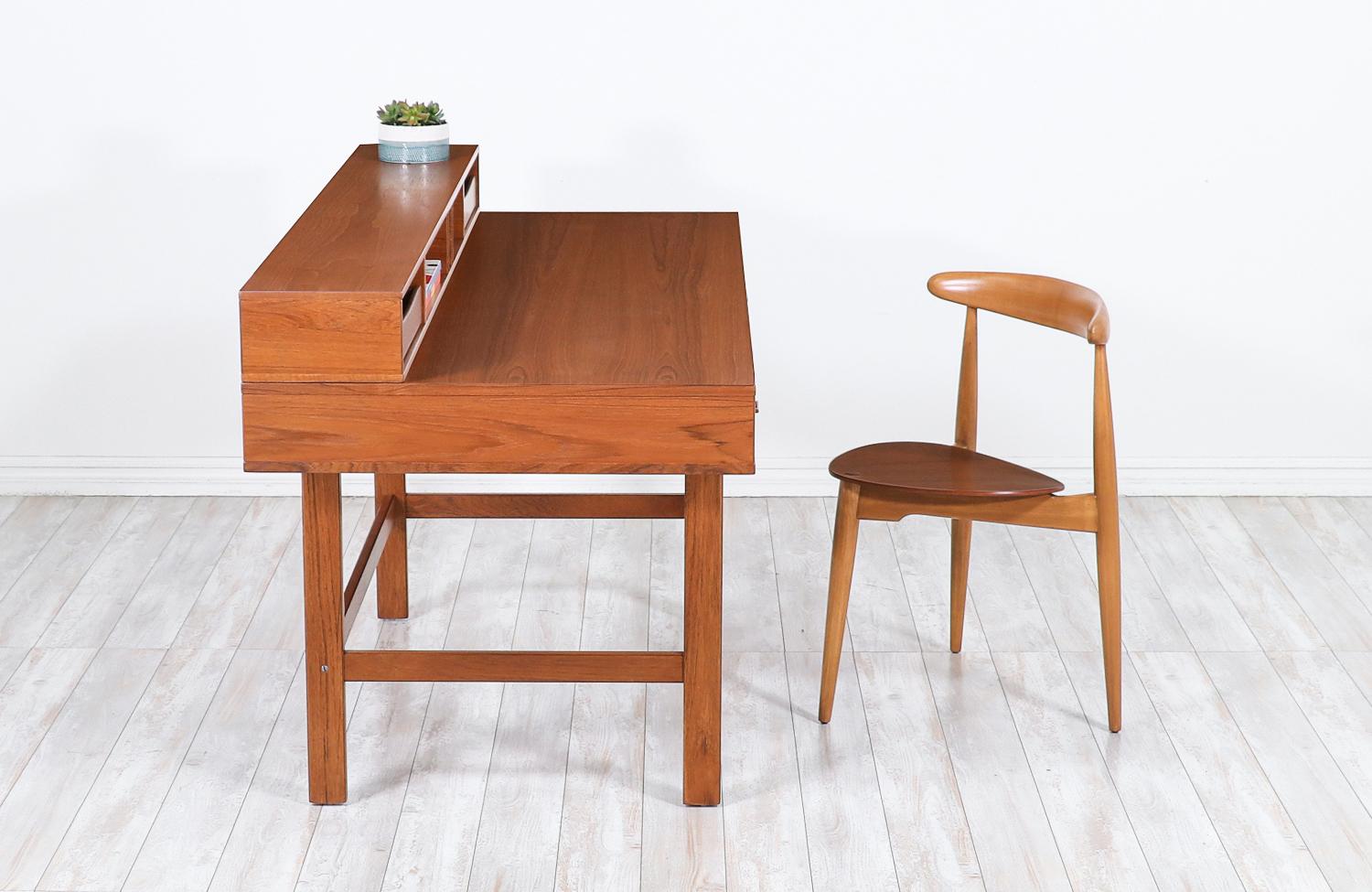 Mid-Century Modern Danish Modern Flip-Top Executive Teak Desk by Peter Løvig Nielsen