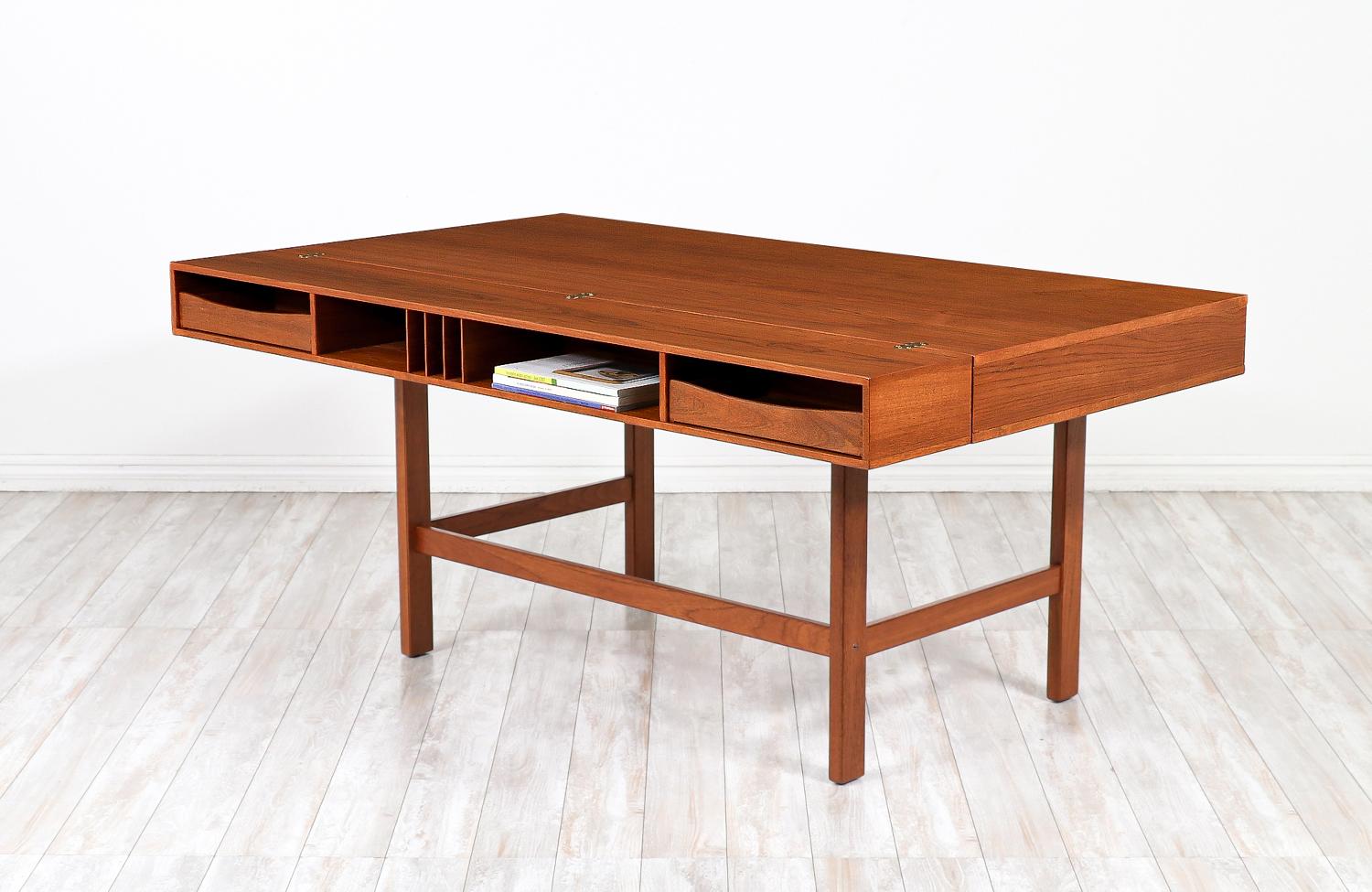 Mid-Century Modern Danish Modern Flip-Top Partners Teak Desk by Peter Løvig Nielsen For Sale