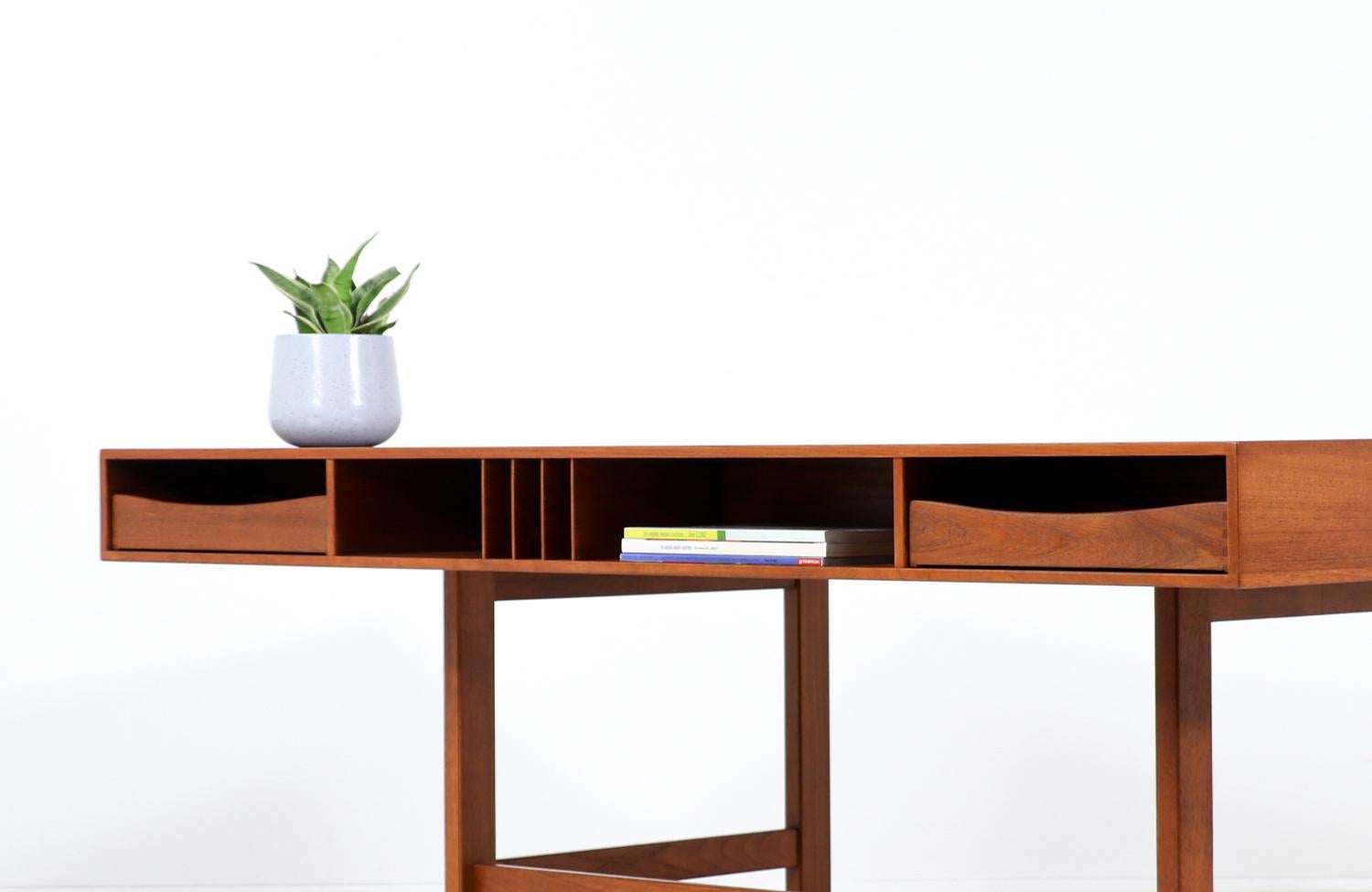 Brass Danish Modern Flip-Top Partners Teak Desk by Peter Løvig Nielsen For Sale