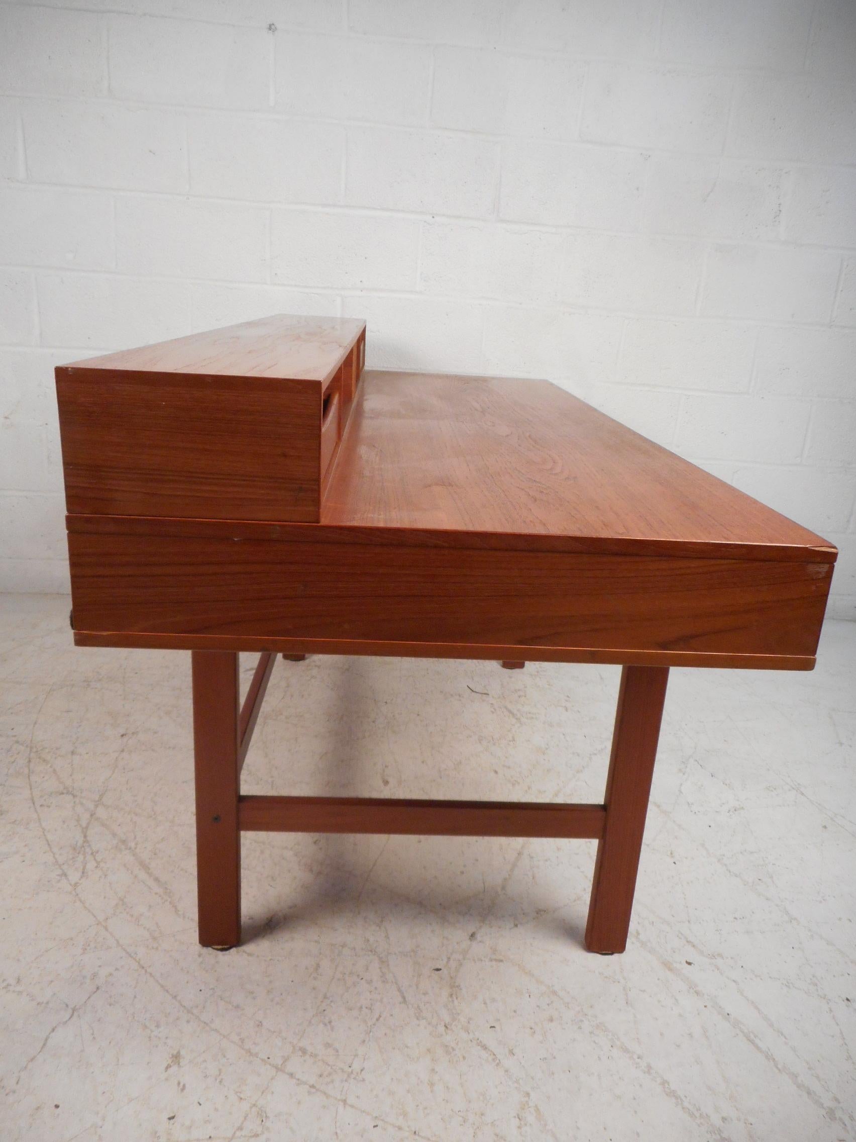 Danish Modern Flip Top Teak Desk by Jens Quistgaard In Fair Condition In Brooklyn, NY