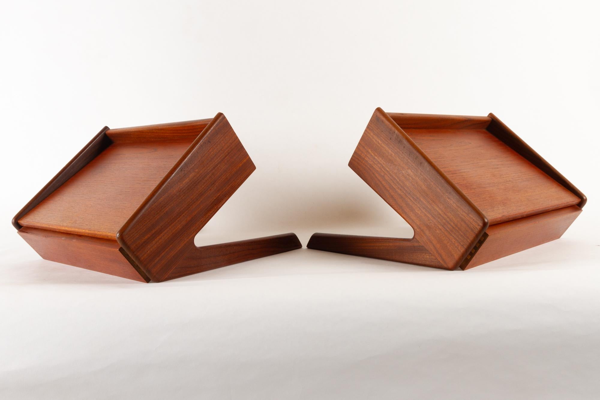 Danish Modern Floating Teak Shelves by Ølholm 1960s Set of 2 8