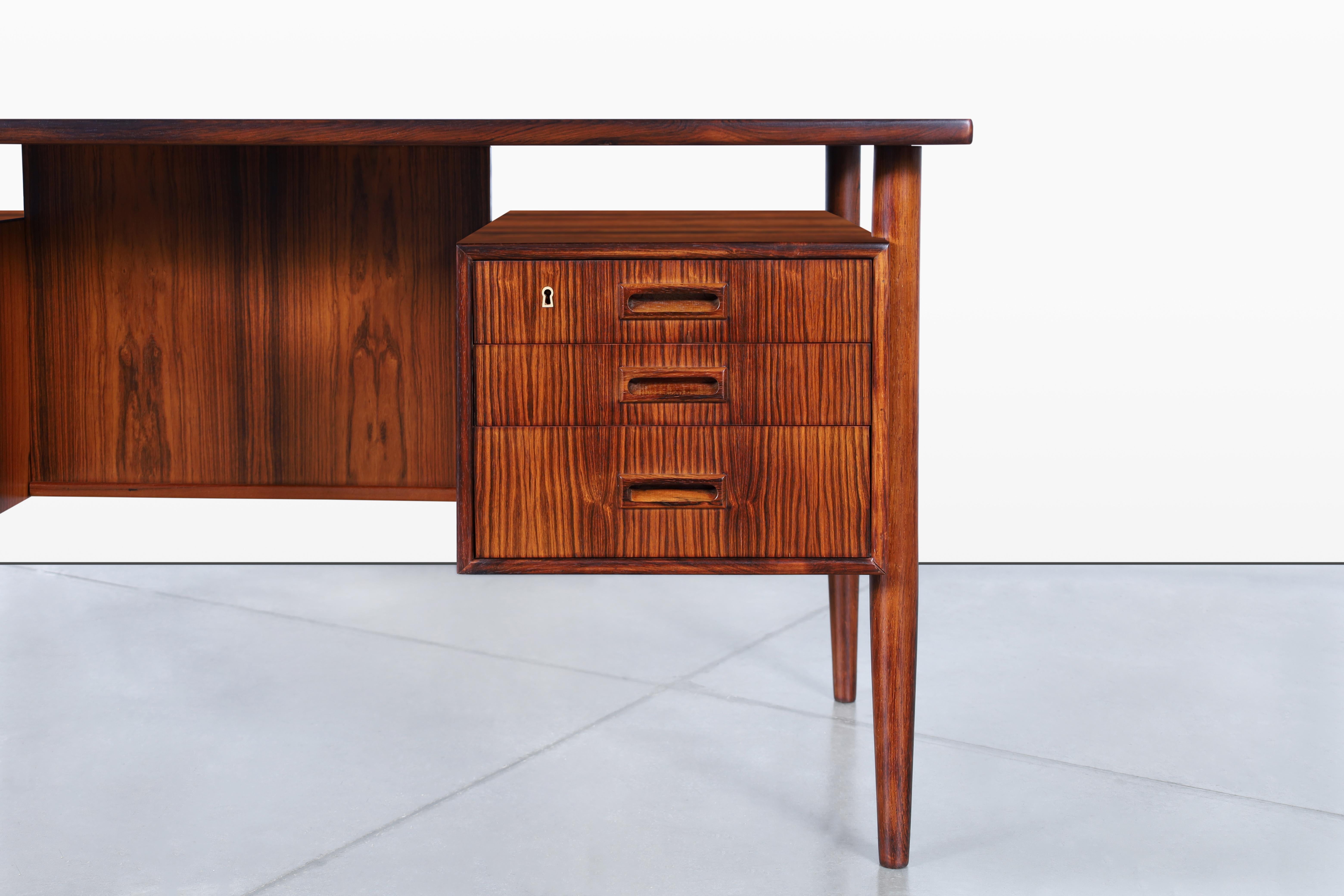 Mid-Century Modern Danish Modern Floating Top Rosewood Desk by Johannes Sorth