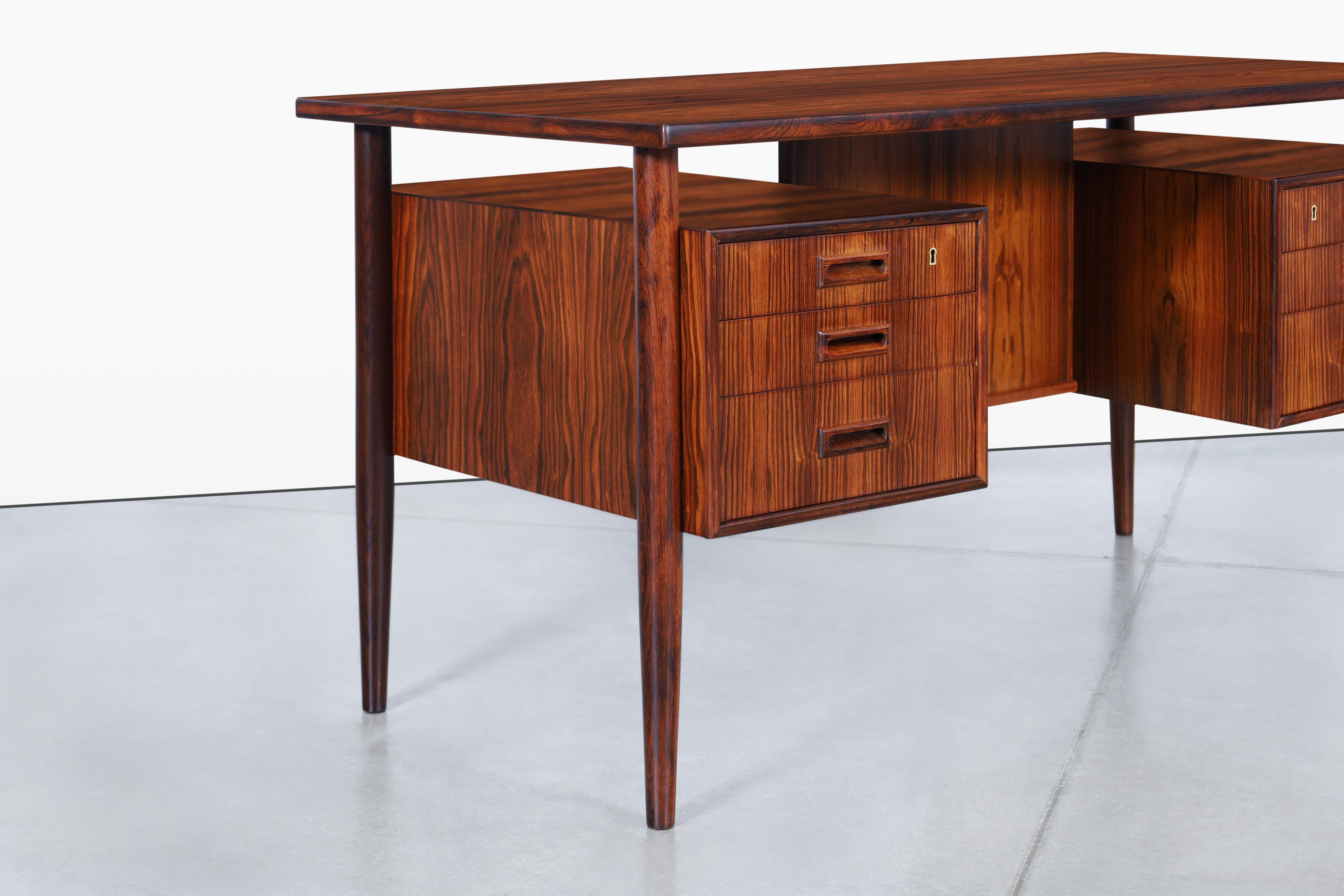 Mid-20th Century Danish Modern Floating Top Rosewood Desk by Johannes Sorth
