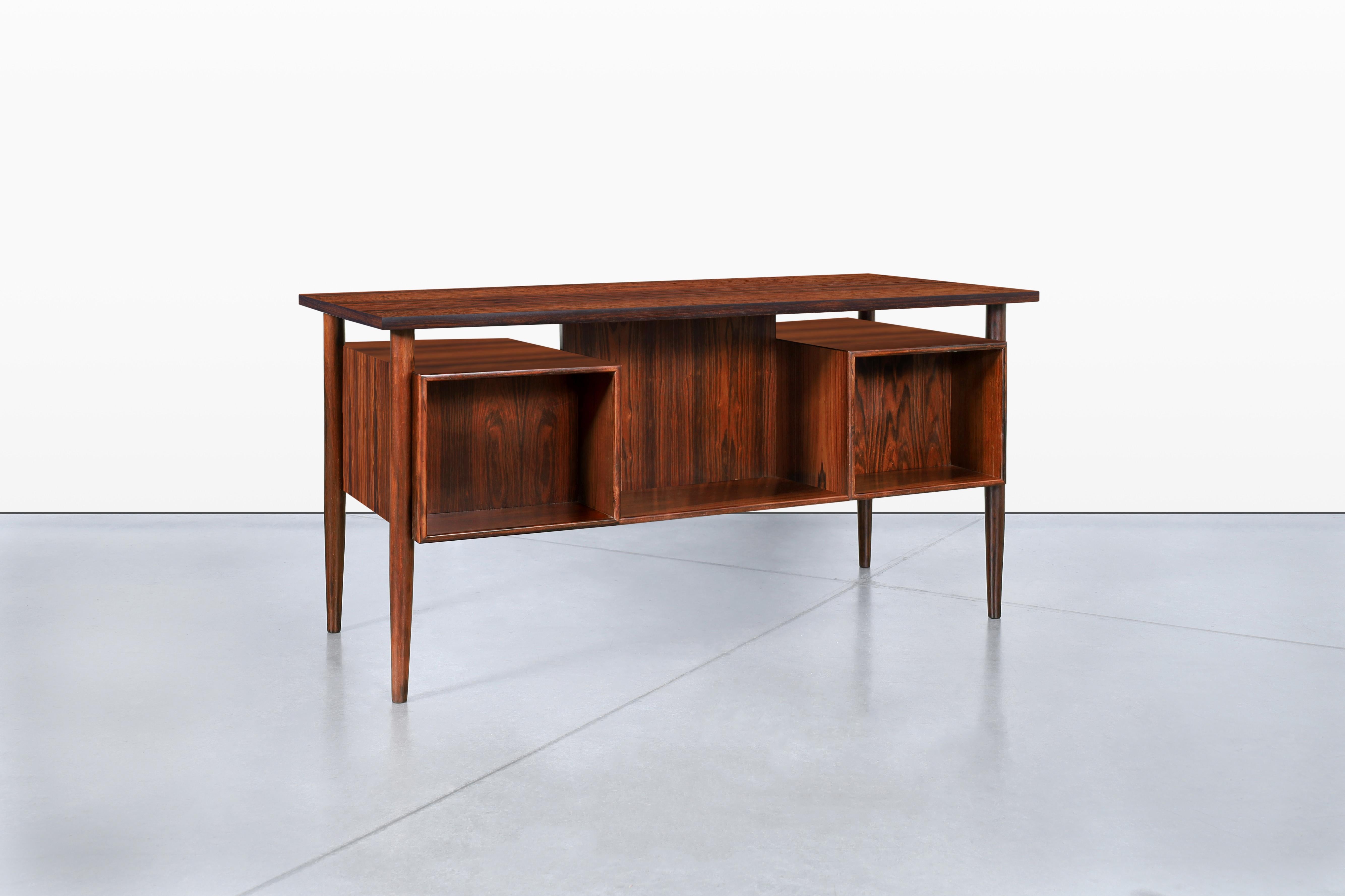 Danish Modern Floating Top Rosewood Desk by Johannes Sorth 3