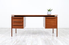 Danish Modern Floating-Top Teak Desk by G.V. Møbler