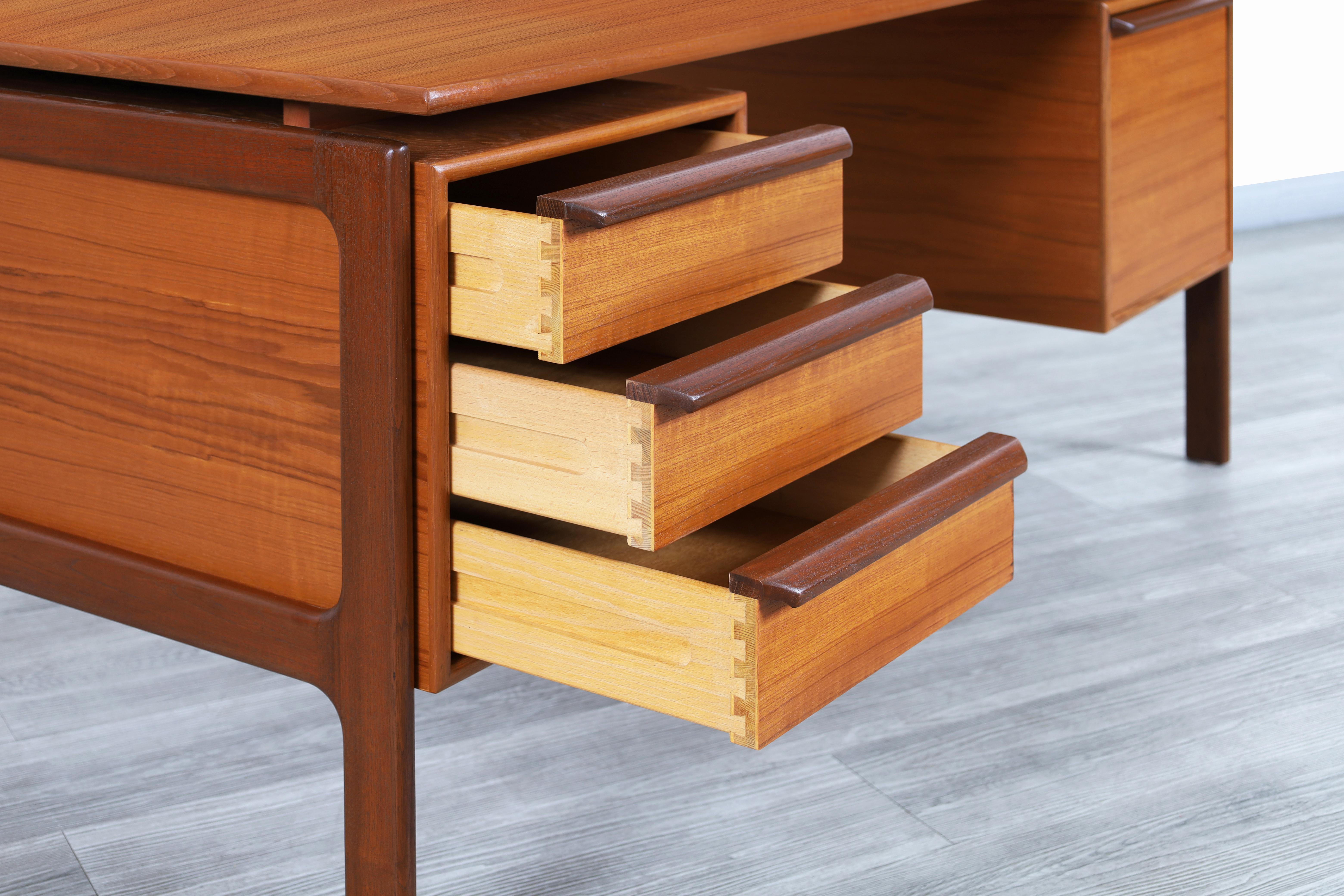 Mid-Century Modern Danish Modern Floating Top Teak Desk by G.V. Møbler