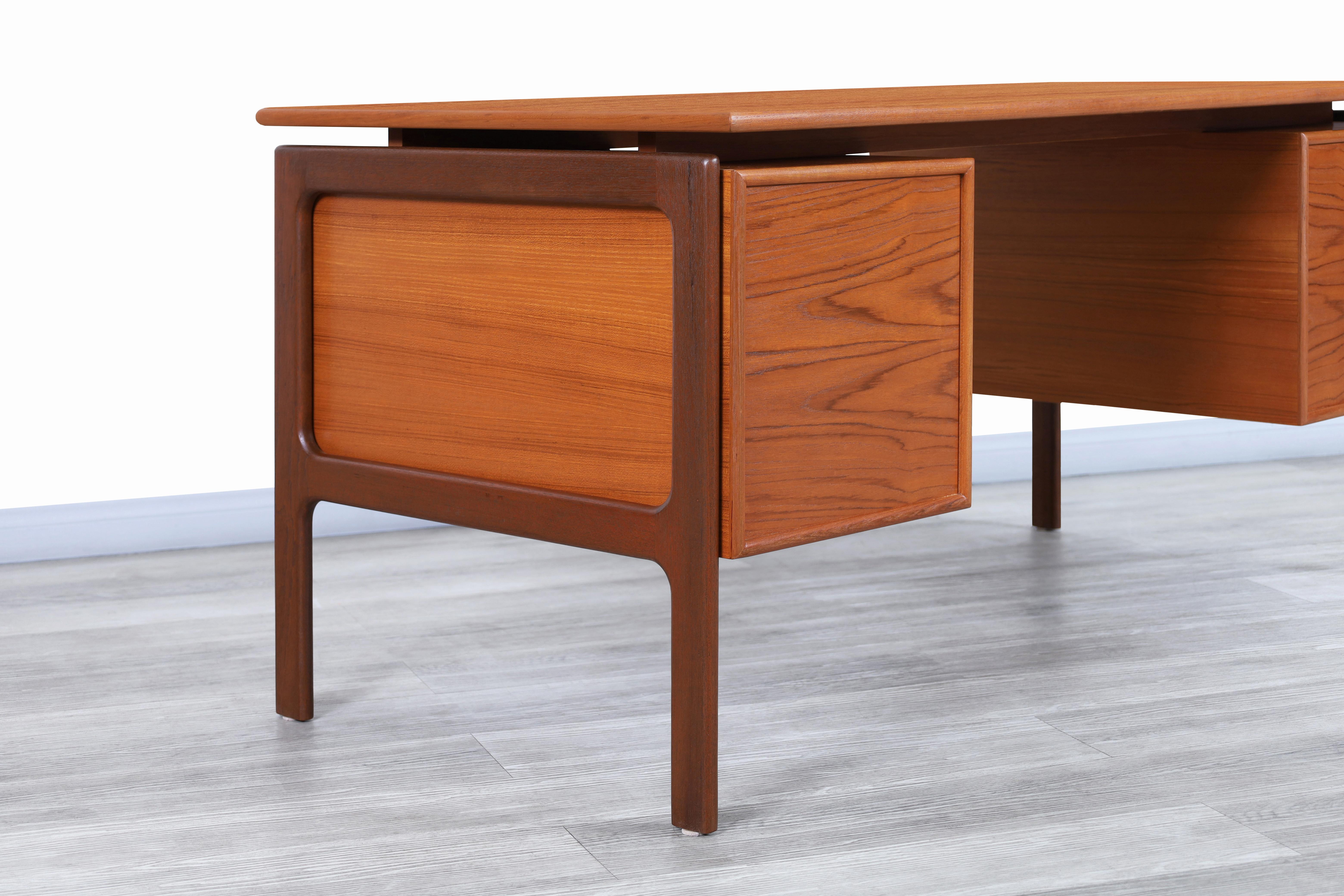Mid-20th Century Danish Modern Floating Top Teak Desk by G.V. Møbler