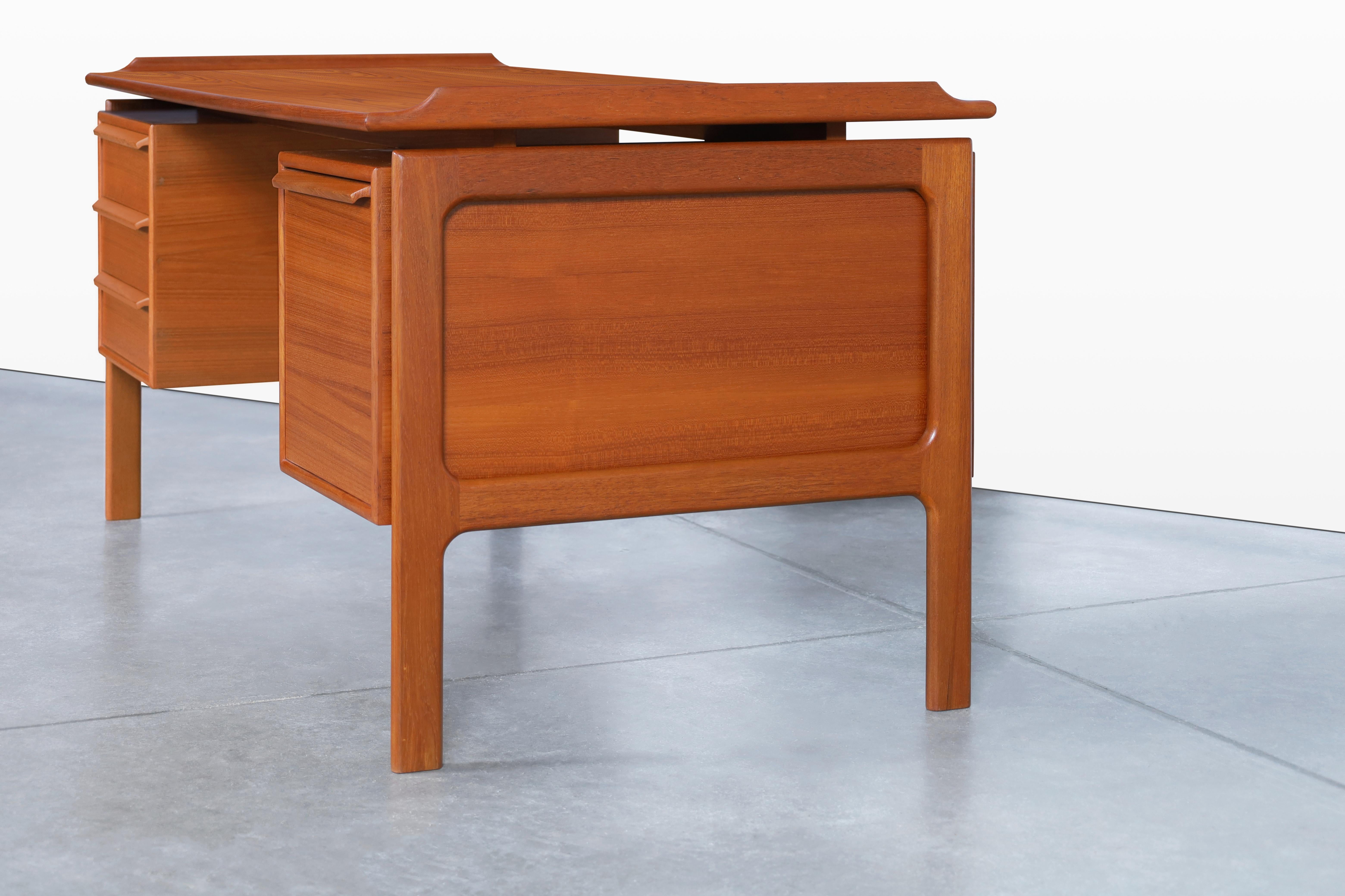 Danish Modern Floating Top Teak Desk by G.V. Møbler 3