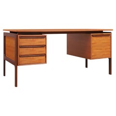 Danish Modern Floating Top Teak Desk by G.V. Møbler