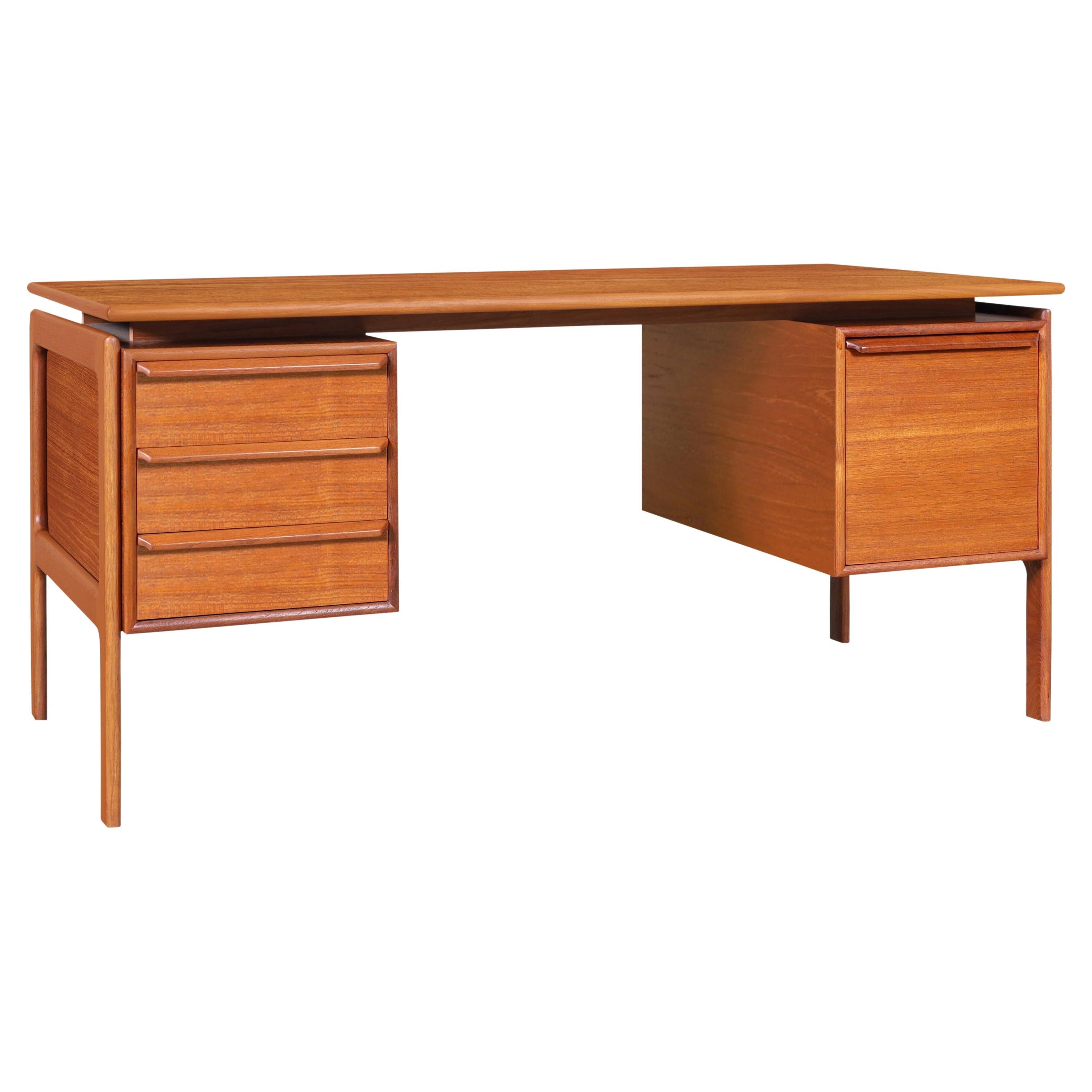 Danish Modern Floating Top Teak Desk by G.V. Møbler