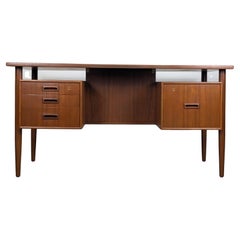 Danish Modern Floating Top Teak Desk by Johannes Sorth for Bornholm Møbelfabrik