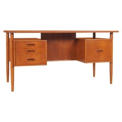 Danish Modern Floating Top Teak Desk by Johannes Sorth