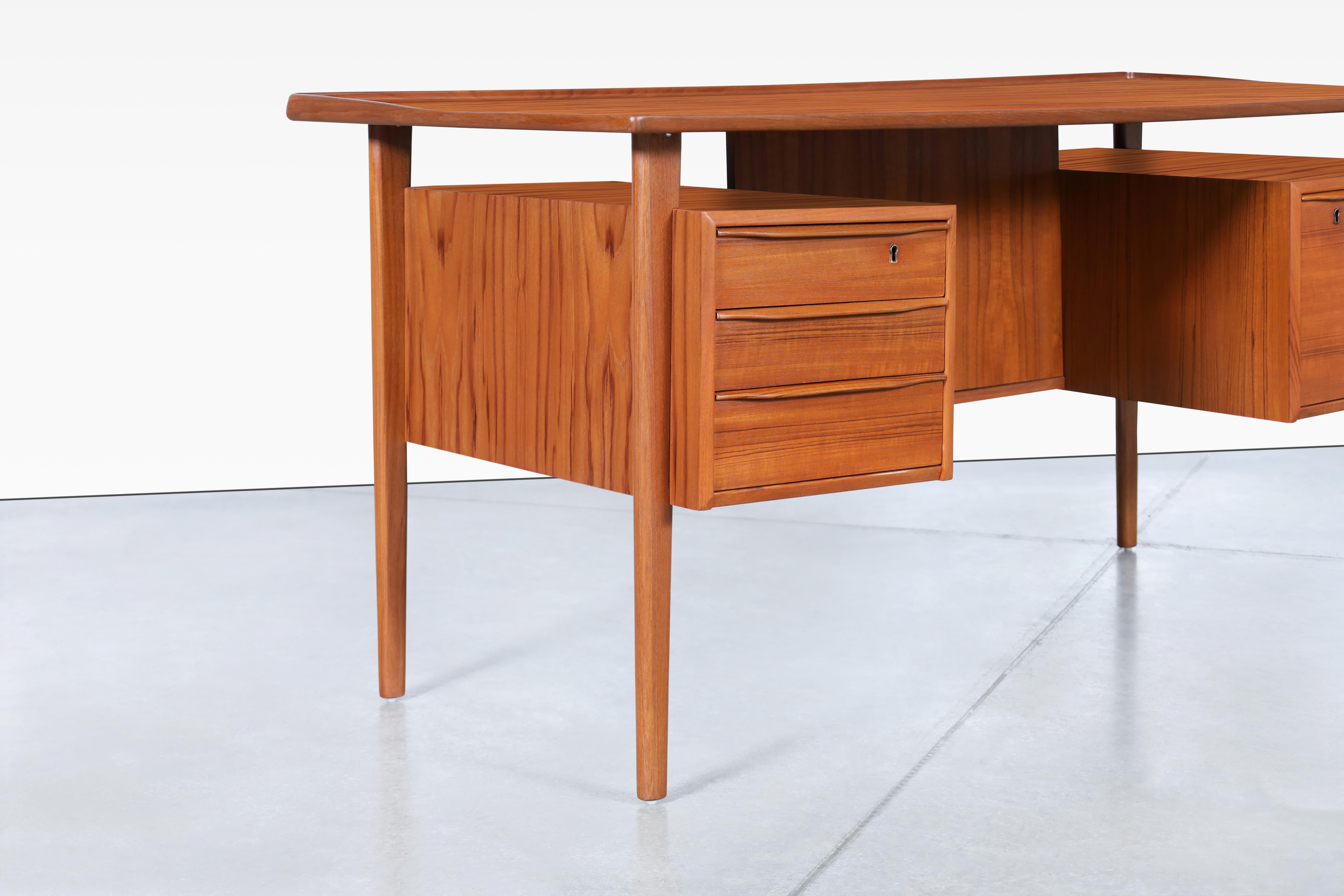 Mid-20th Century Danish Modern Floating Top Teak Desk by Peter Løvig Nielsen For Sale