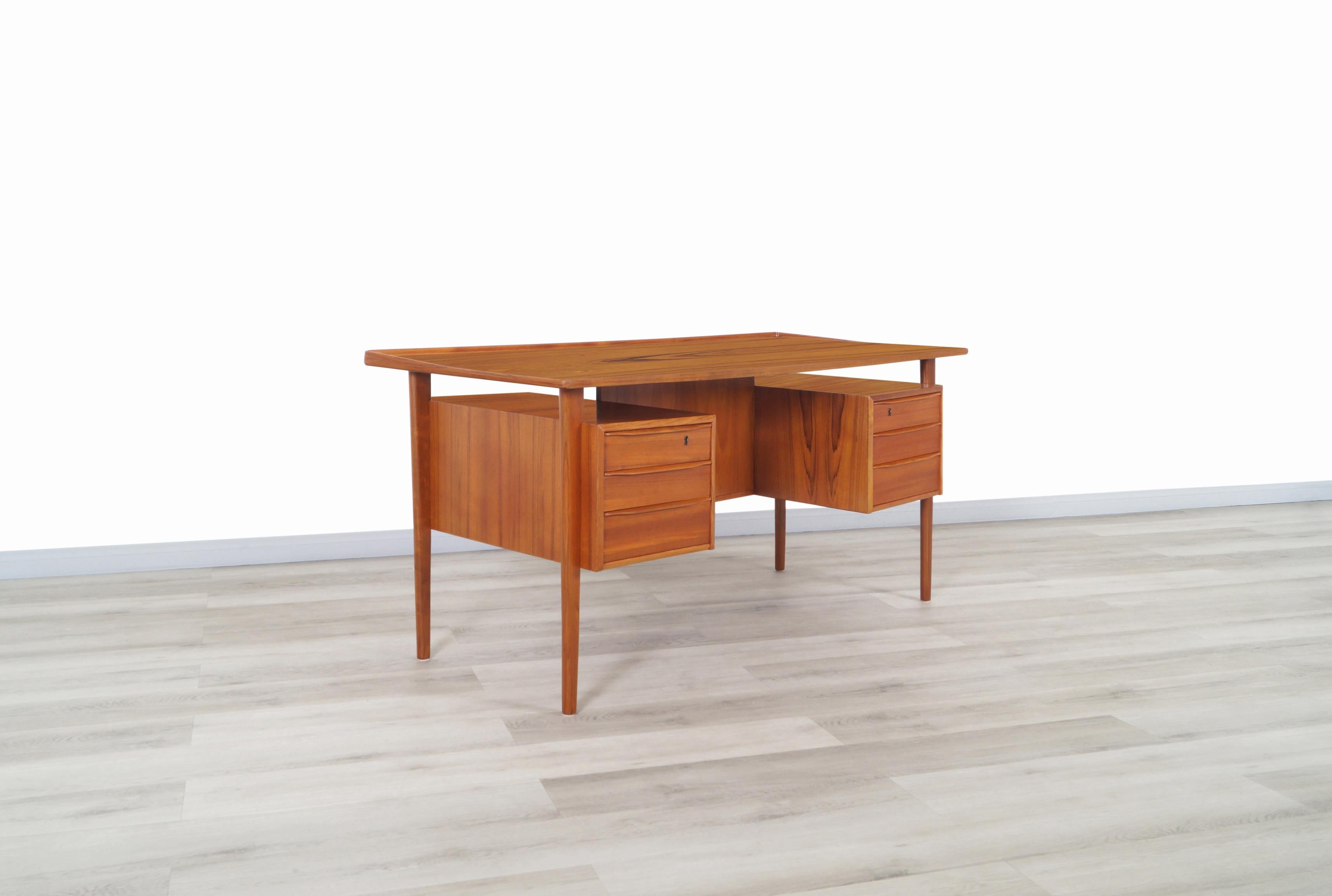 Danish Modern Floating Top Teak Desk by Peter Løvig Nielsen 2