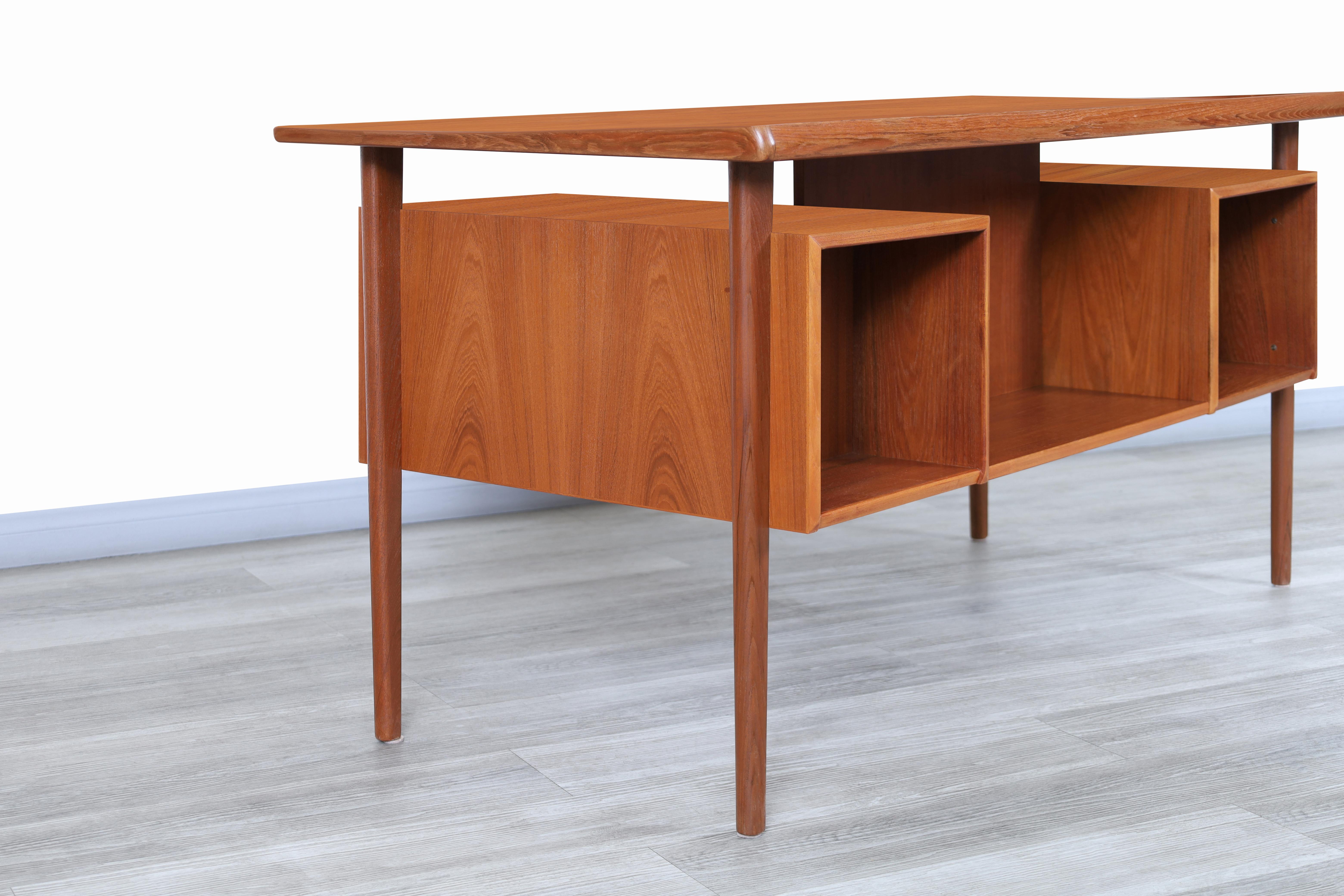 Danish Modern Floating Top Teak Desk by Peter Løvig Nielsen 4