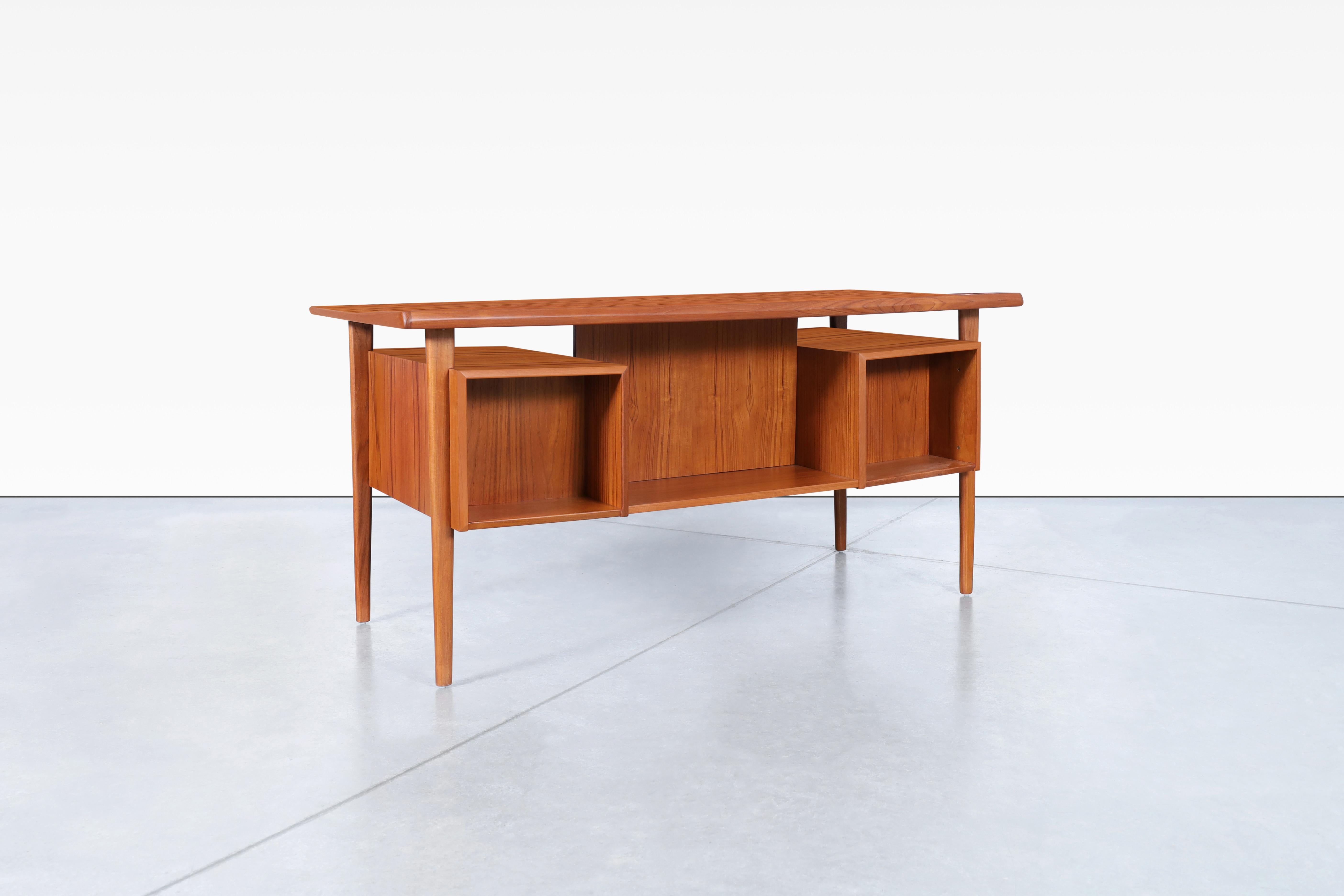 Danish Modern Floating Top Teak Desk by Peter Løvig Nielsen For Sale 3