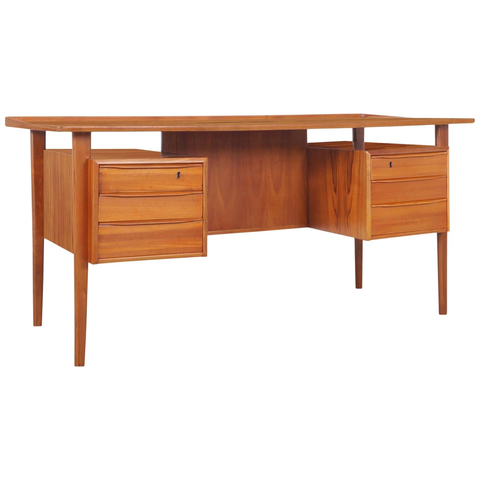 Danish Modern Floating Top Teak Desk by Peter Løvig Nielsen