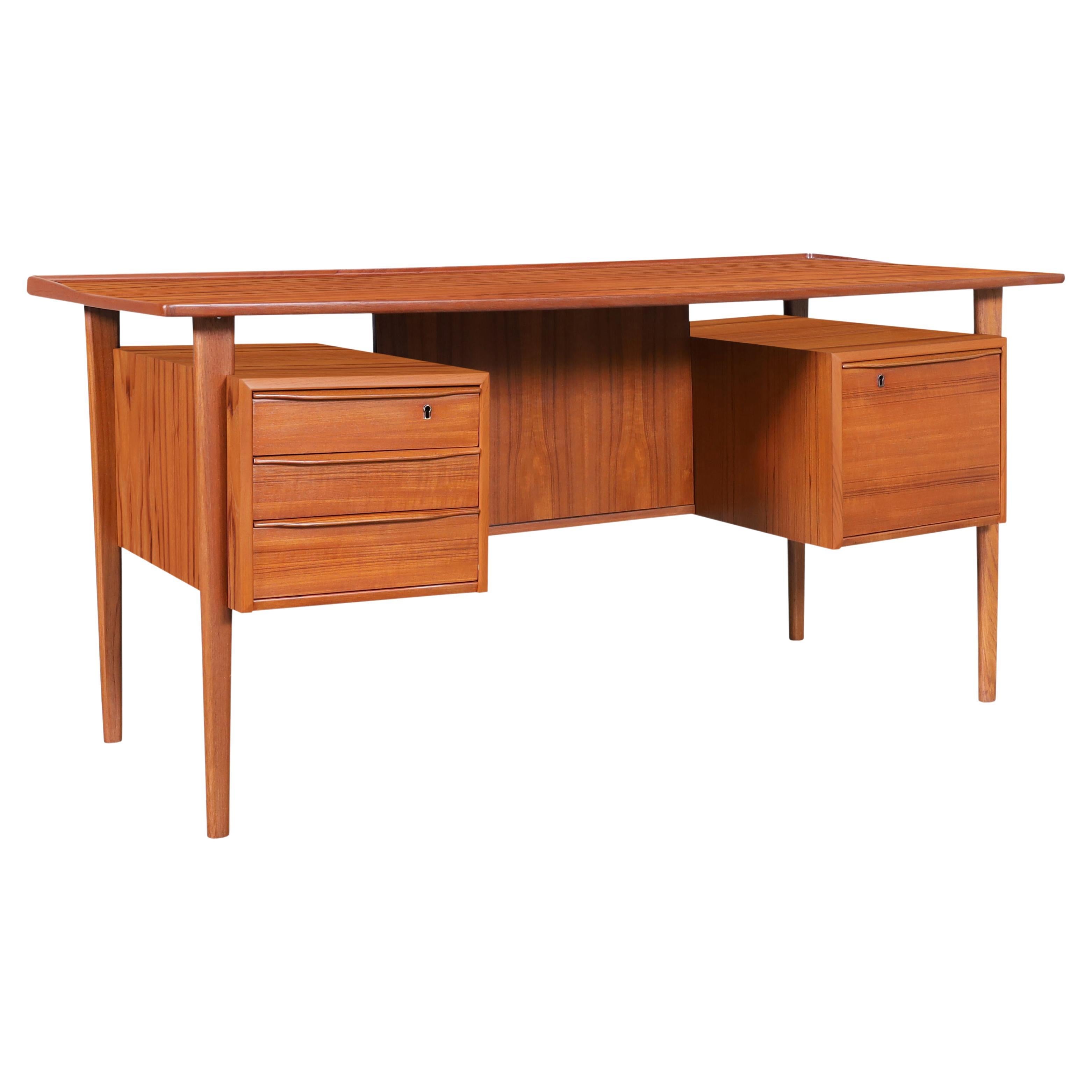 Danish Modern Floating Top Teak Desk by Peter Løvig Nielsen For Sale