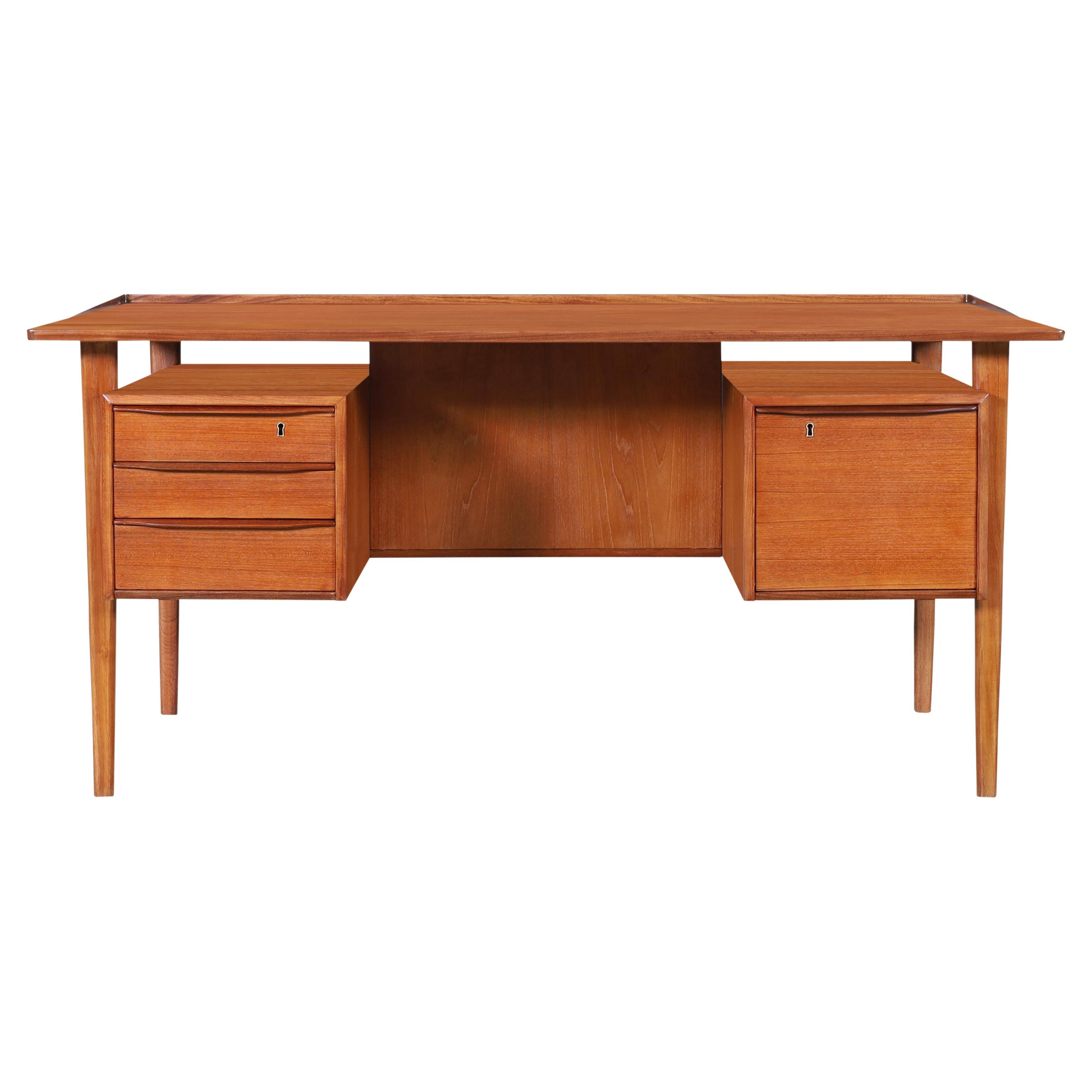 Danish Modern Floating Top Teak Desk by Peter Løvig Nielsen
