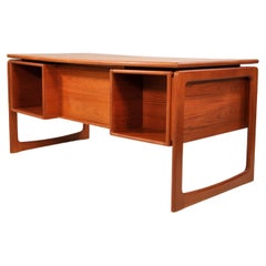 Danish Modern Floating-Top Teak Desk with Bookcase by Dyrlund