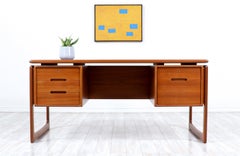 Danish Modern Floating-Top Teak Desk with Bookcase by Dyrlund