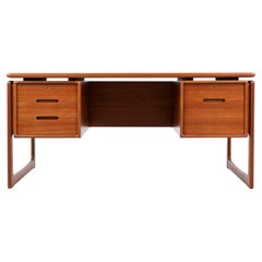 Dänischer moderner schwebender teak-schreibtisch mit bücherregal by Dyrlund