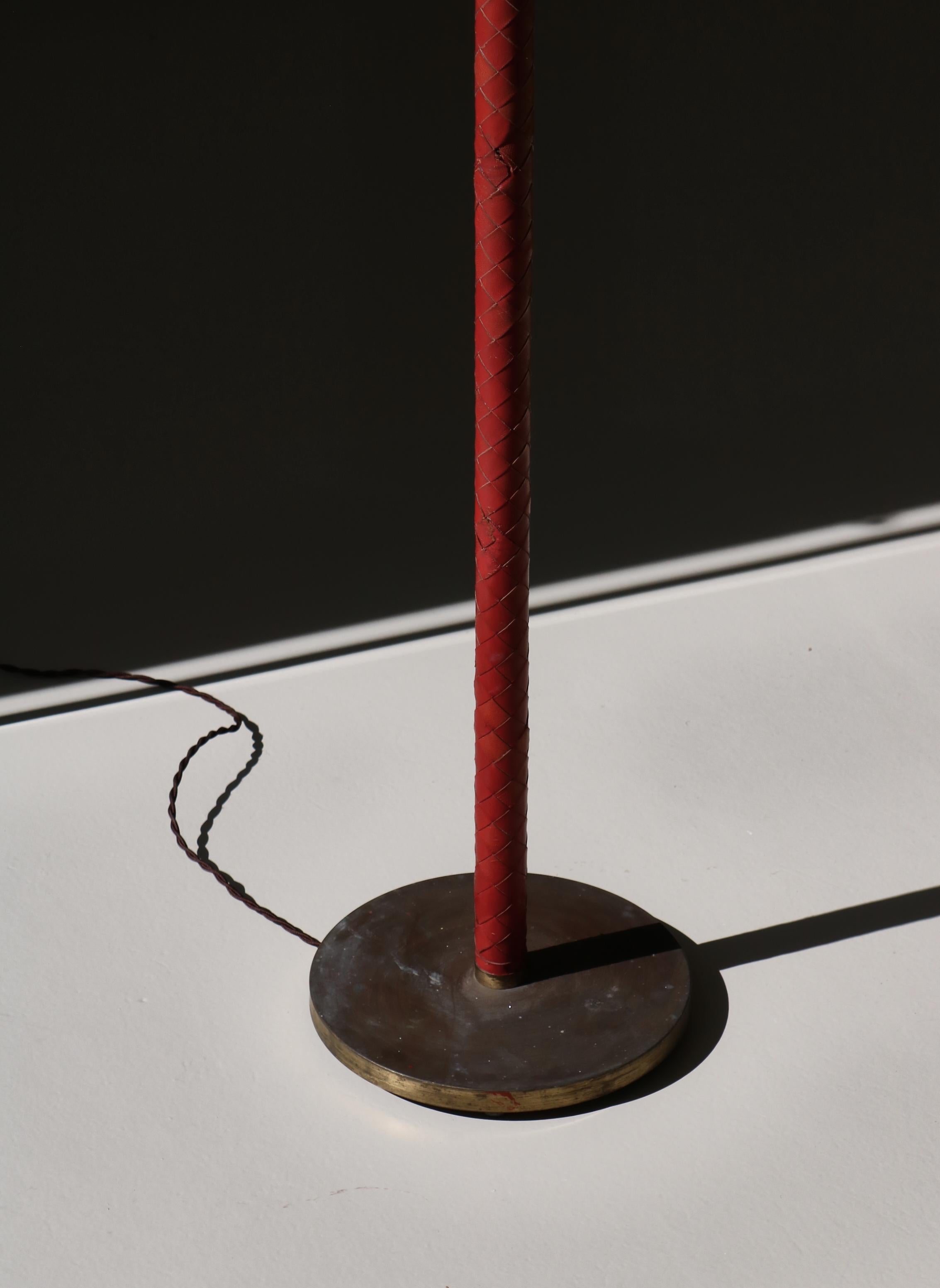Danish Modern Floor Lamp, Brass & Leather by LYFA, Denmark, 1940s For Sale 5