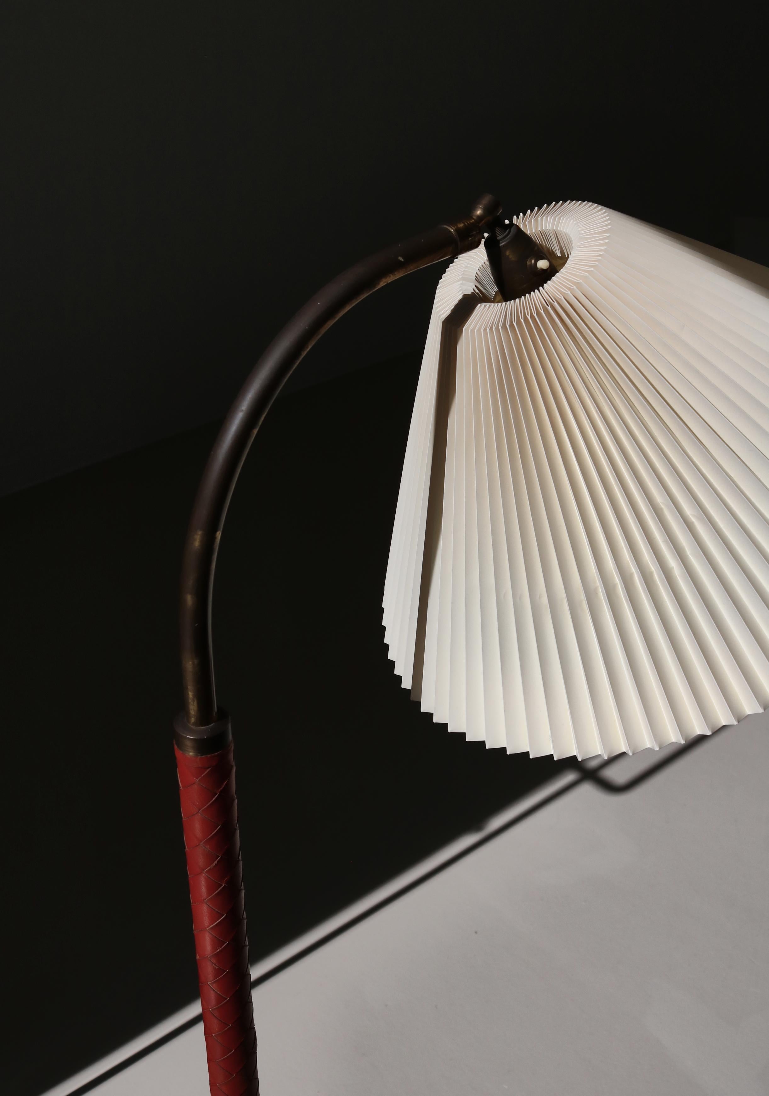 Danish Modern Floor Lamp, Brass & Leather by LYFA, Denmark, 1940s For Sale 6