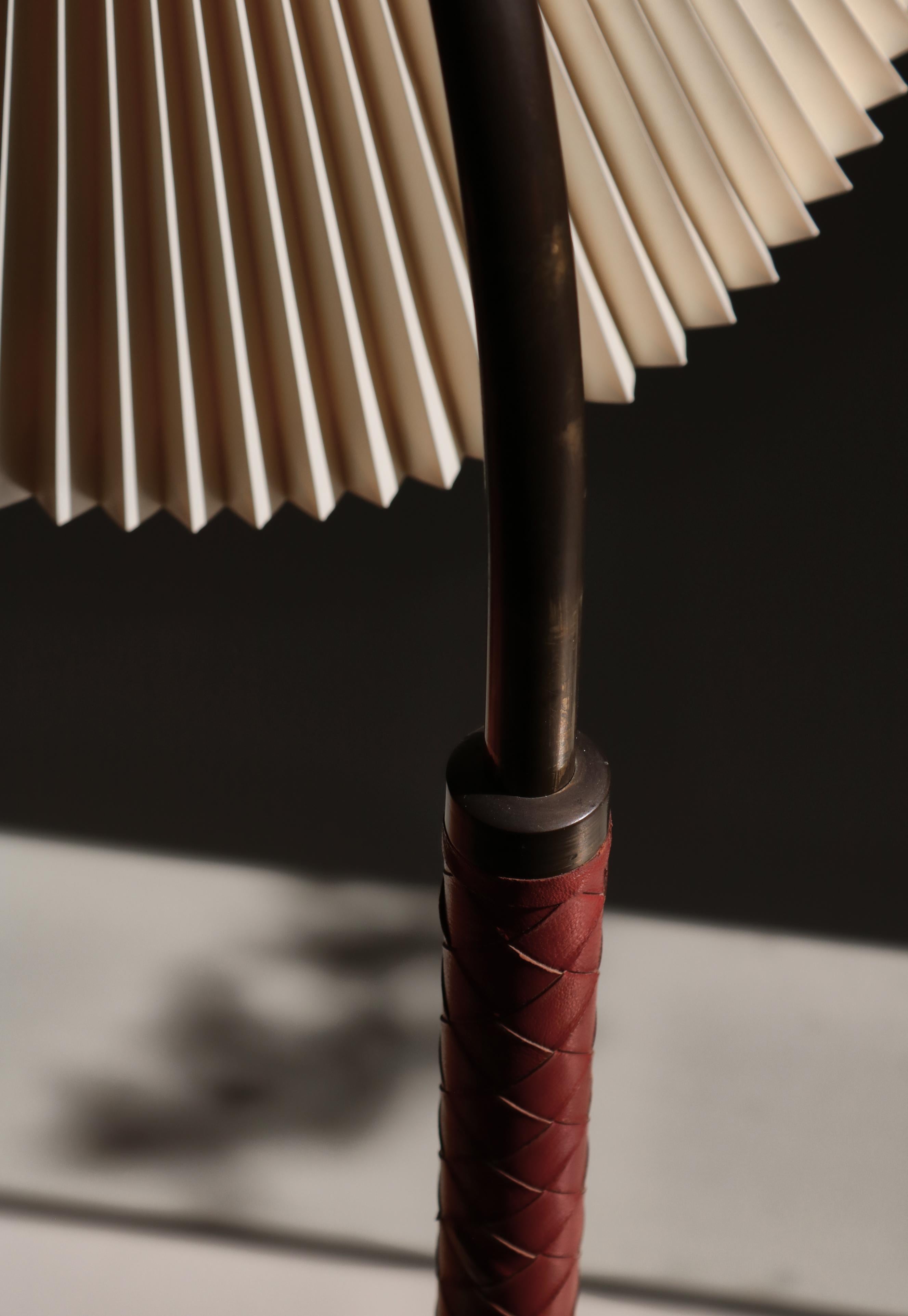 Danish Modern Floor Lamp, Brass & Leather by LYFA, Denmark, 1940s For Sale 4
