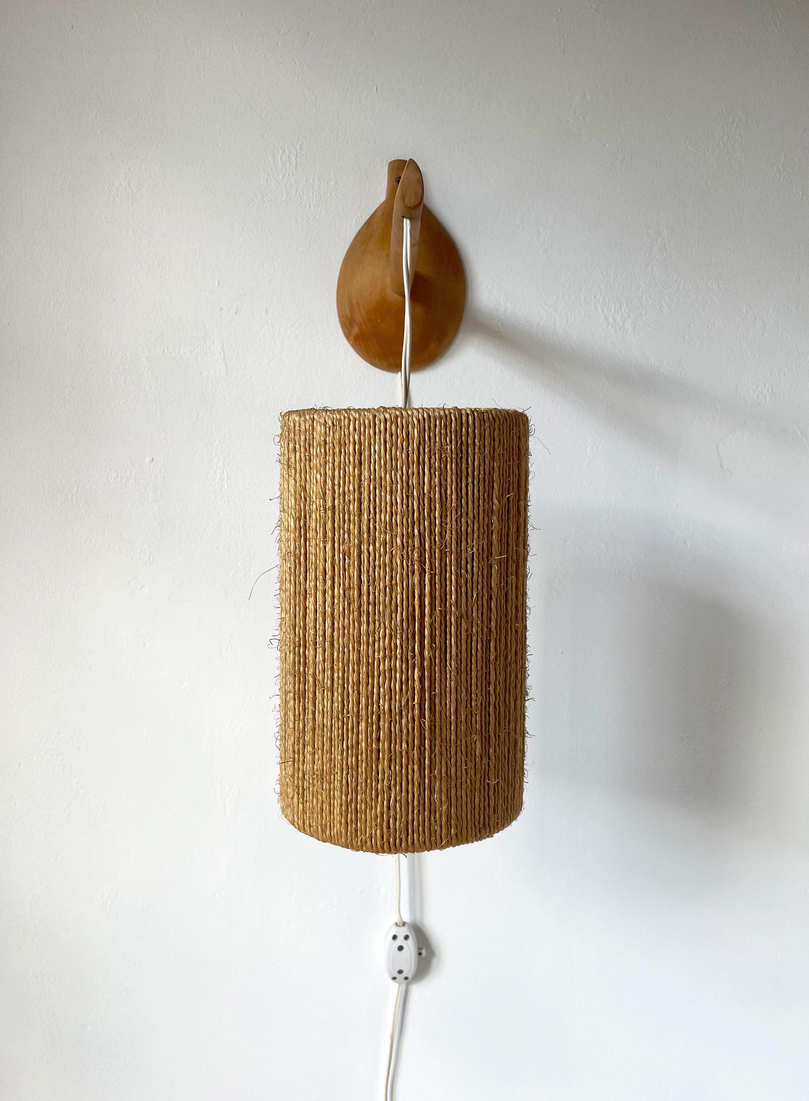 Mid-Century Modern Danish Modern Fog & Morup Style Papercord Wall Light, 1950s For Sale