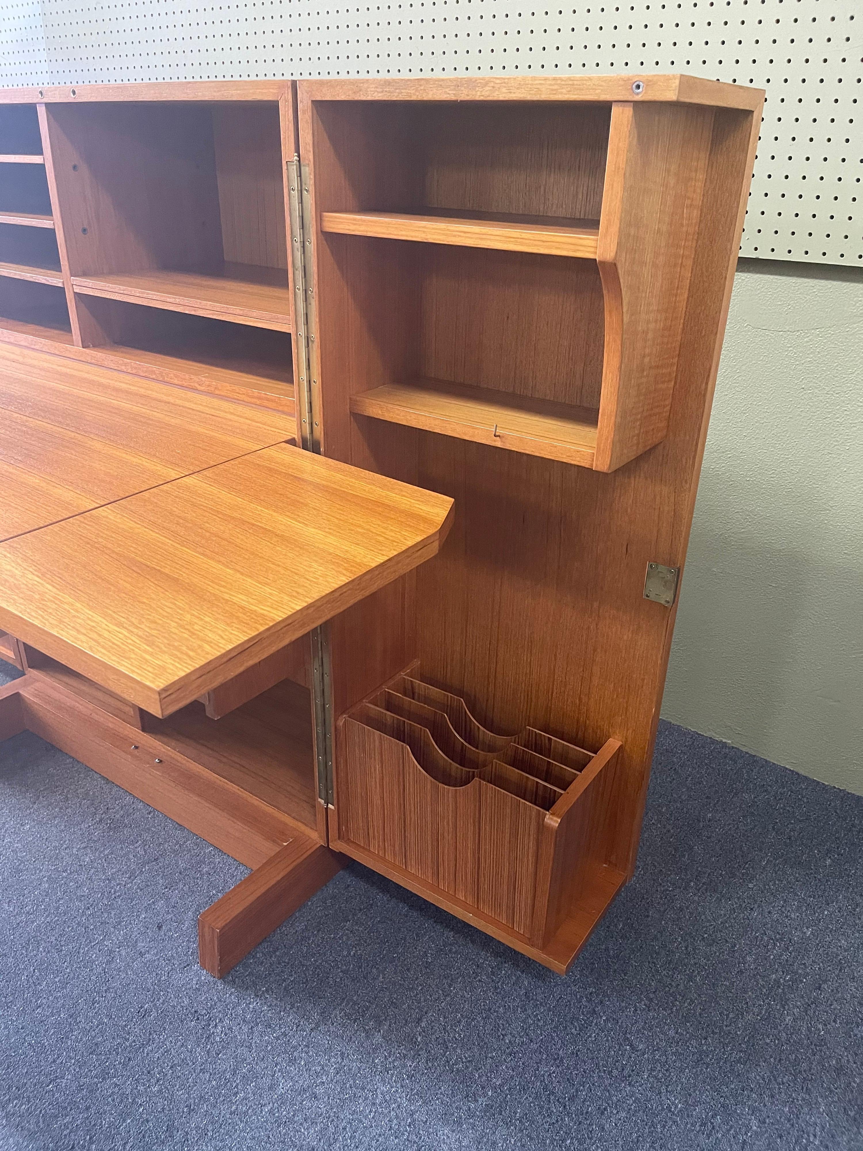 20th Century Danish Modern Foldable Teak Desk / Cabinet in the Style of Mummenthaler & Meier