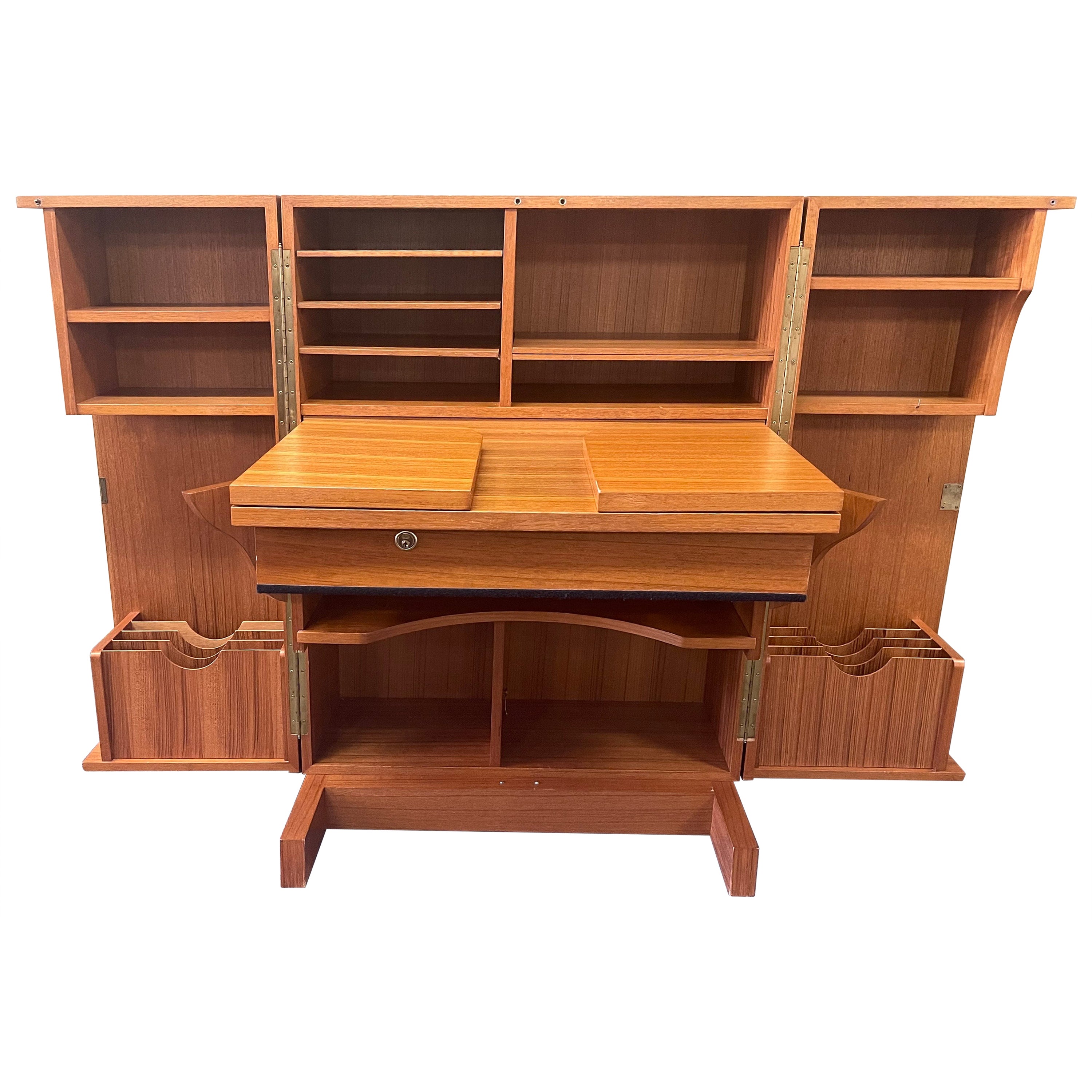 Danish Modern Foldable Teak Desk / Cabinet in the Style of Mummenthaler & Meier