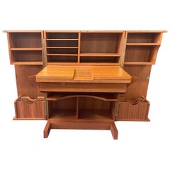 Danish Modern Foldable Teak Desk / Cabinet in the Style of Mummenthaler & Meier
