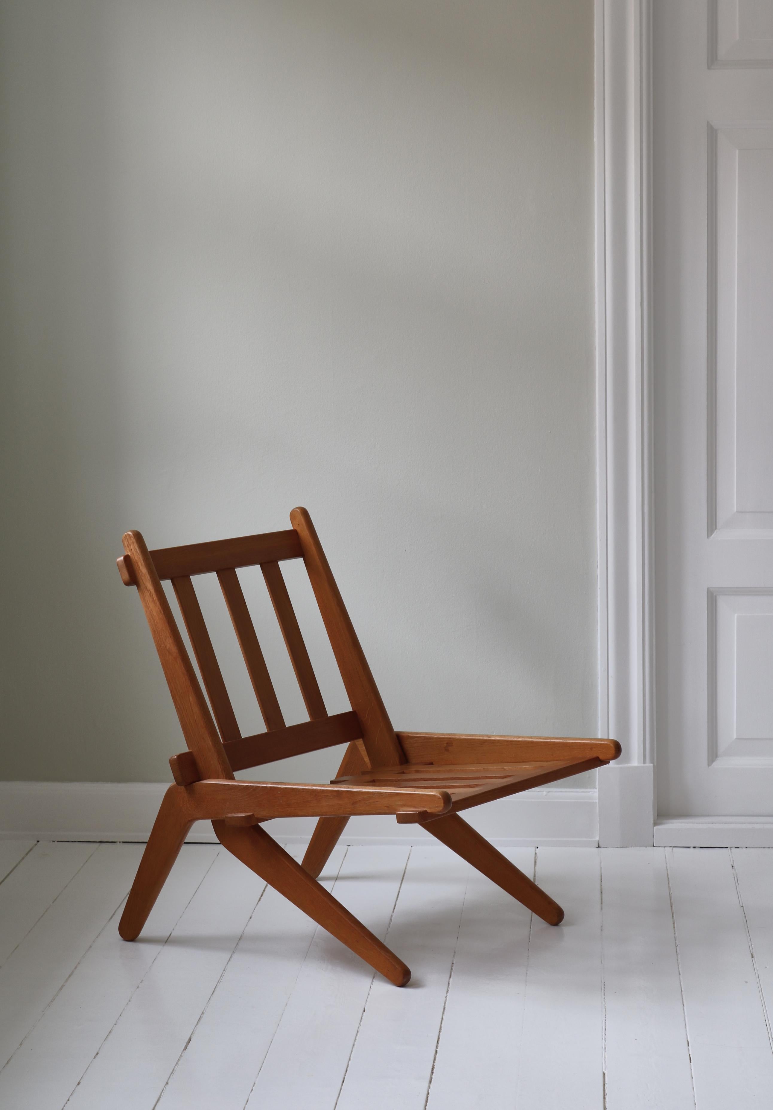 Danish Modern Folding Chair in Oak and Natural Sheepskin, Preben Thorsen, 1950s For Sale 14