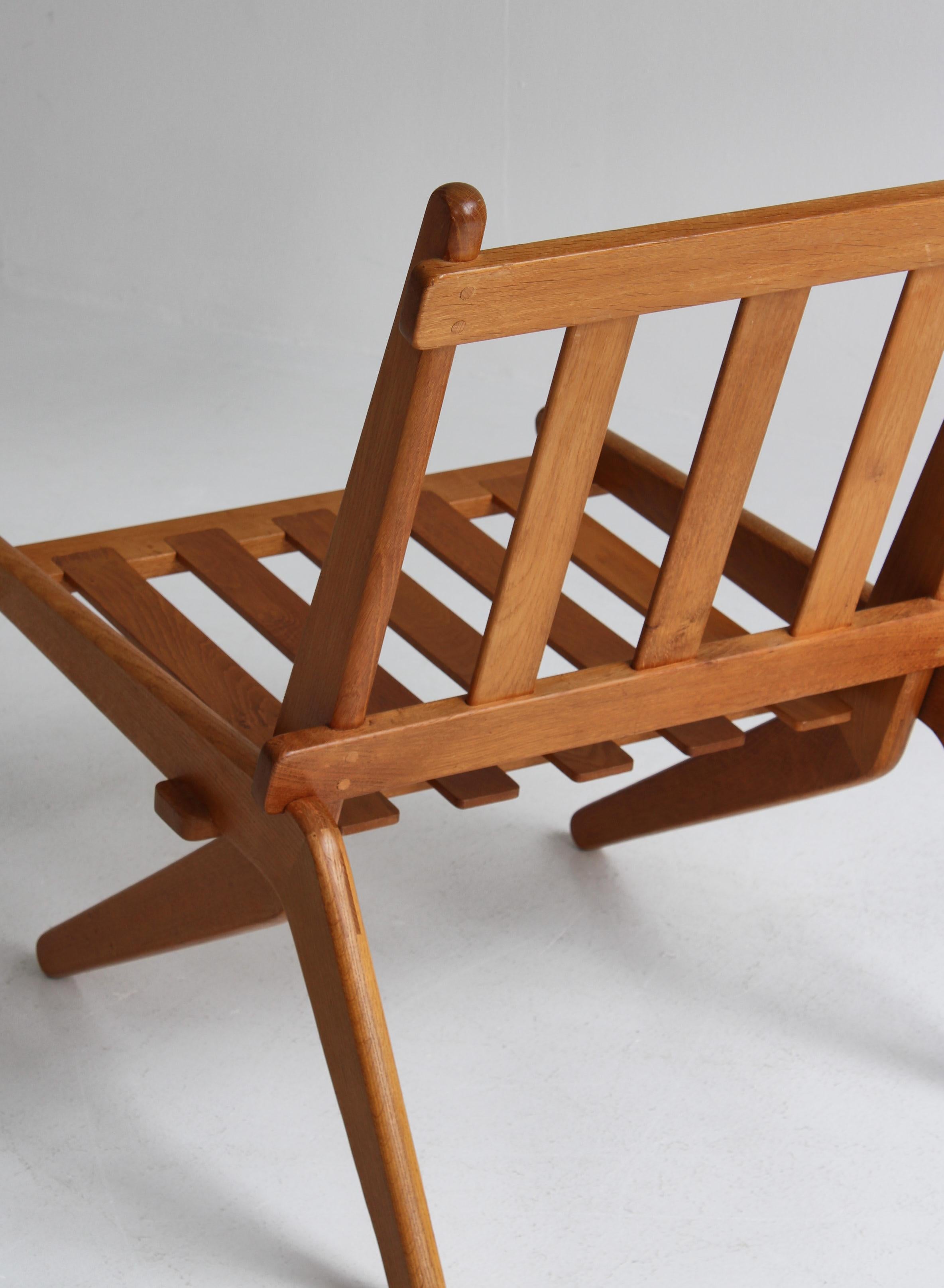 Danish Modern Folding Chair in Oak and Natural Sheepskin, Preben Thorsen, 1950s For Sale 8