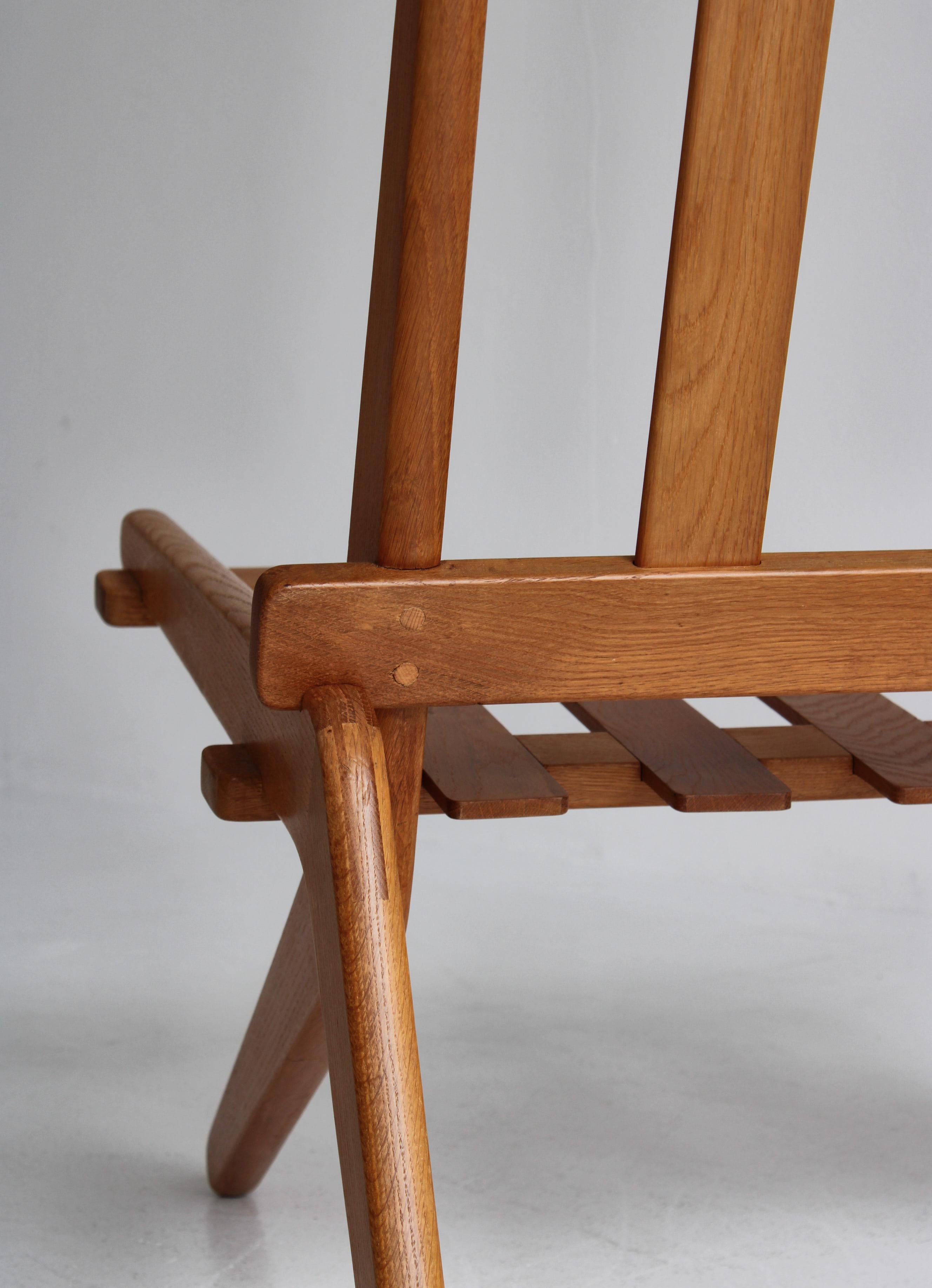 Danish Modern Folding Chair in Oak and Natural Sheepskin, Preben Thorsen, 1950s For Sale 9