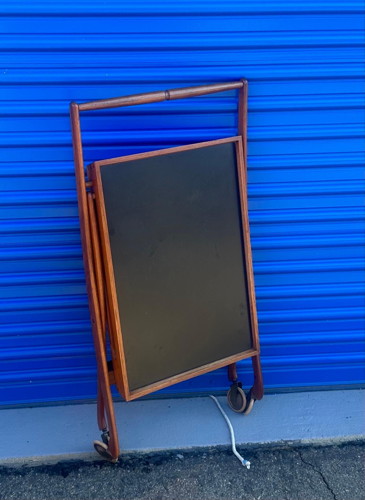 Danish Modern Folding Teak Bar Cart / Serving Trolley  For Sale 7