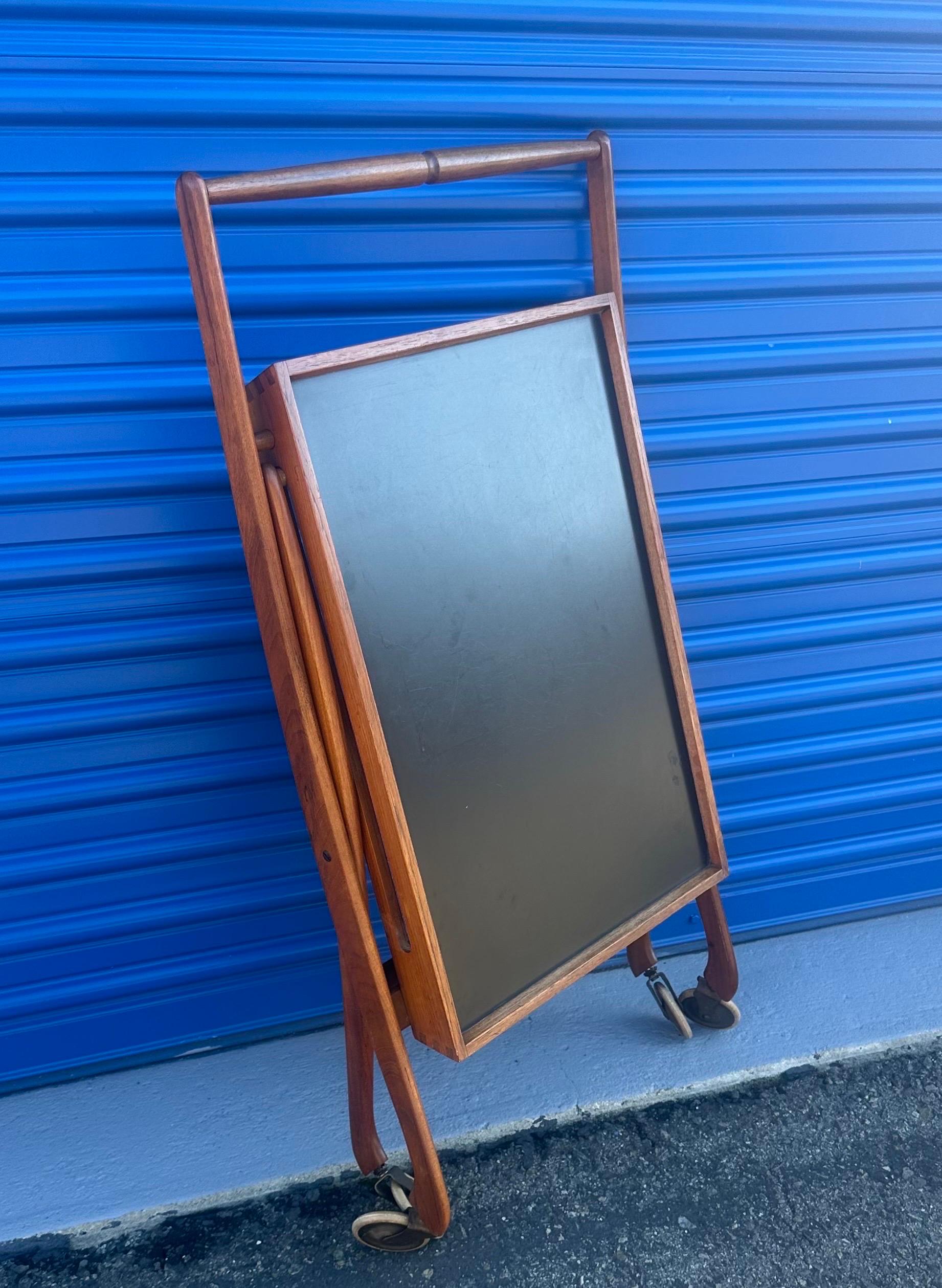 Danish Modern Folding Teak Bar Cart / Serving Trolley  For Sale 8