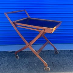 Danish Modern Folding Teak Bar Cart / Serving Trolley