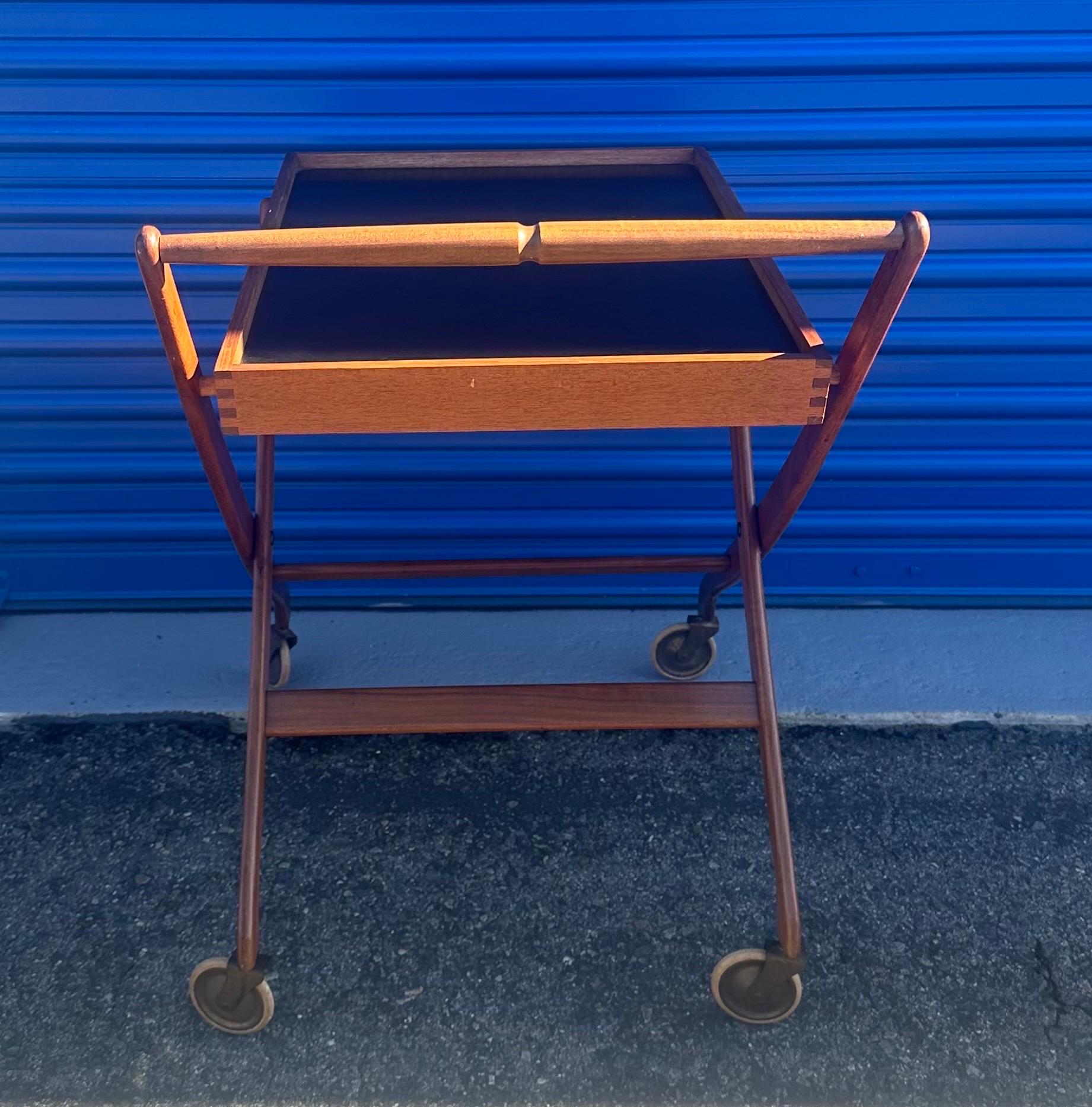 20th Century Danish Modern Folding Teak Bar Cart / Serving Trolley  For Sale