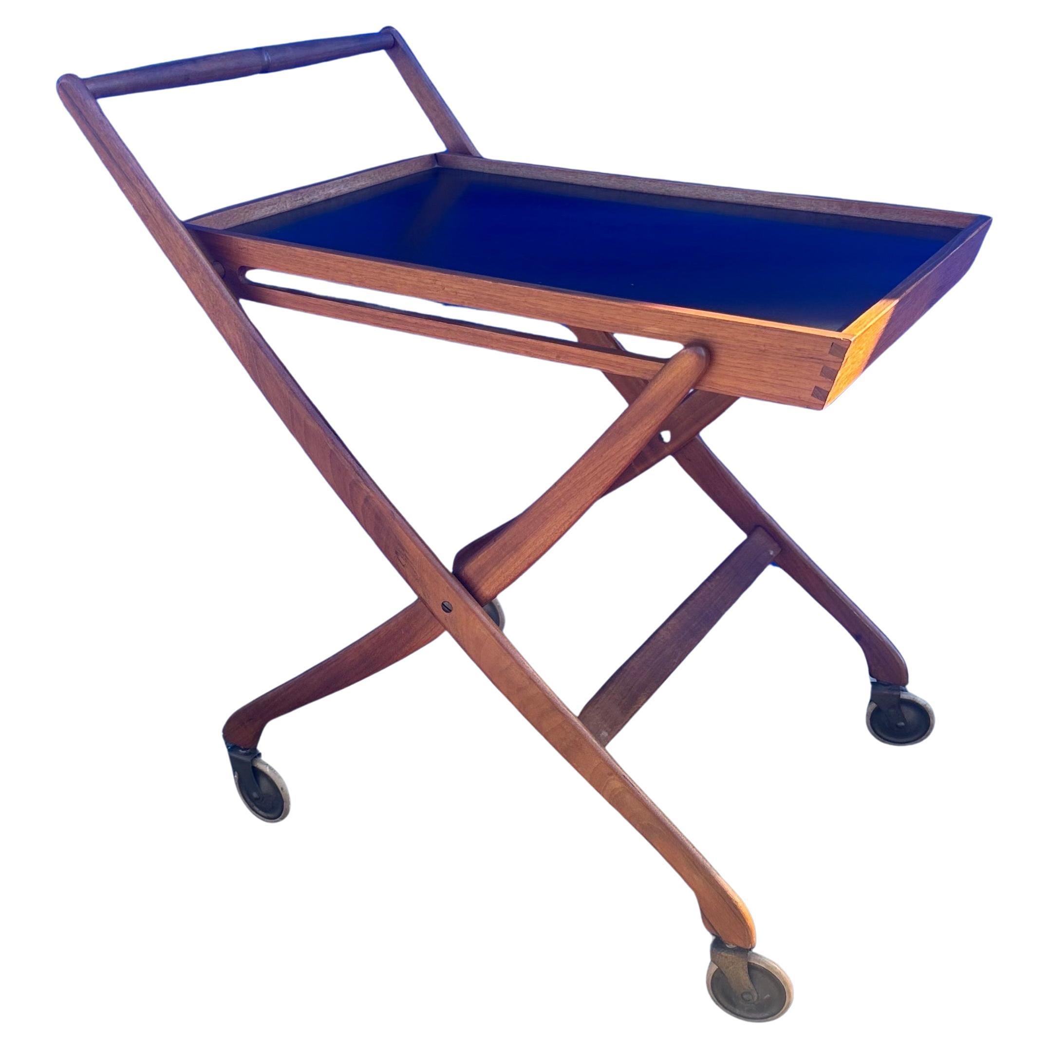 Carro de bar / carrito de servicio de teca plegable danés moderno