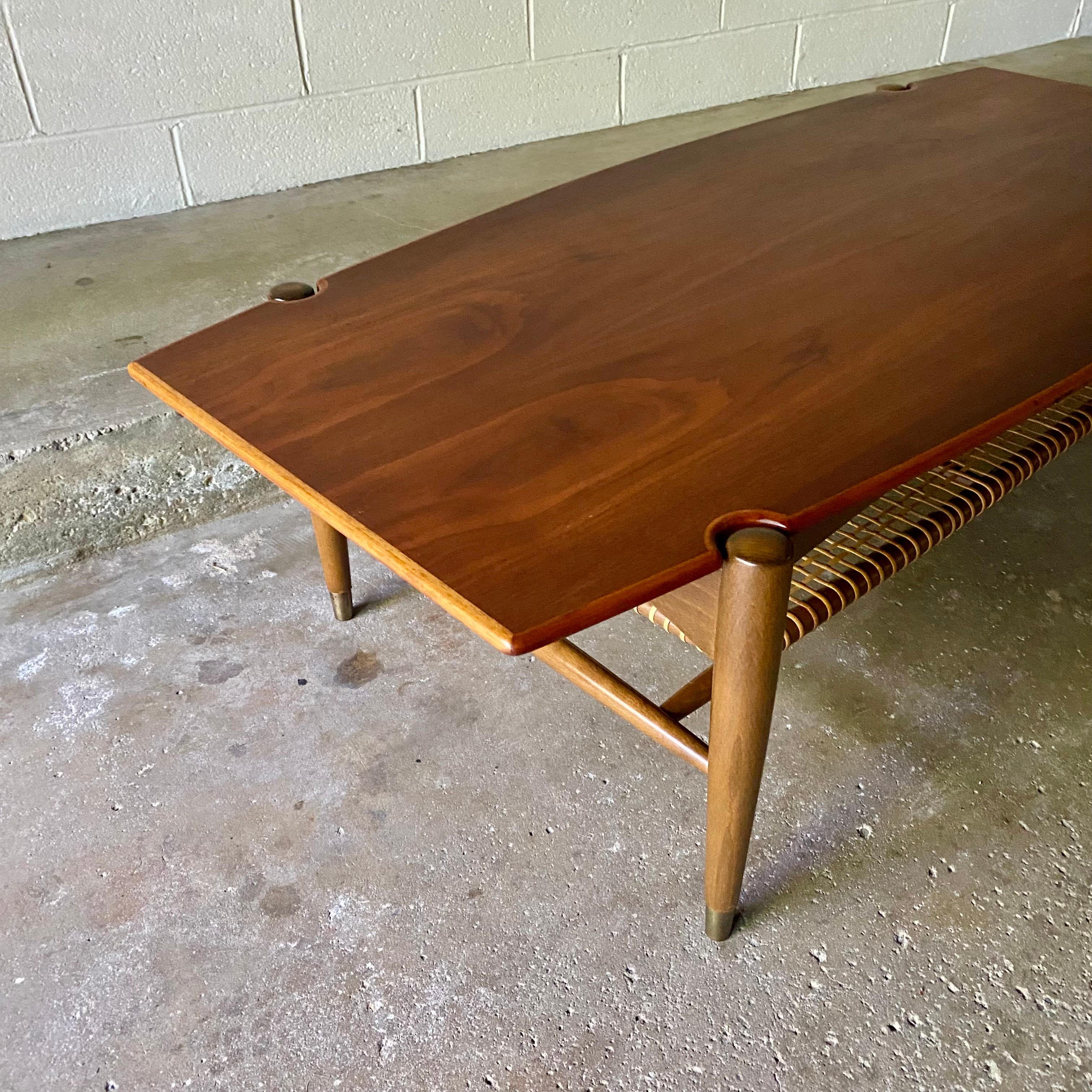 Danish Modern Folke Ohlsson for DUX Teak and Cane Coffee Table 5