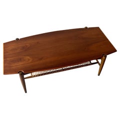 Danish Modern Folke Ohlsson for DUX Teak and Cane Coffee Table