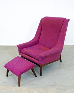 Danish Modern Folke Ohlsson Style Bramin Teak Easy Lounge Chair & Ottoman