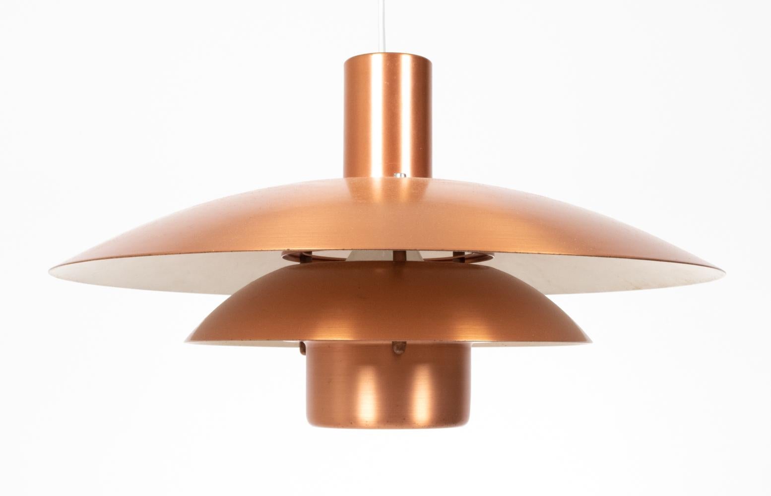 Lámpara colgante danesa moderna Form-Light de cobre, años 70 1