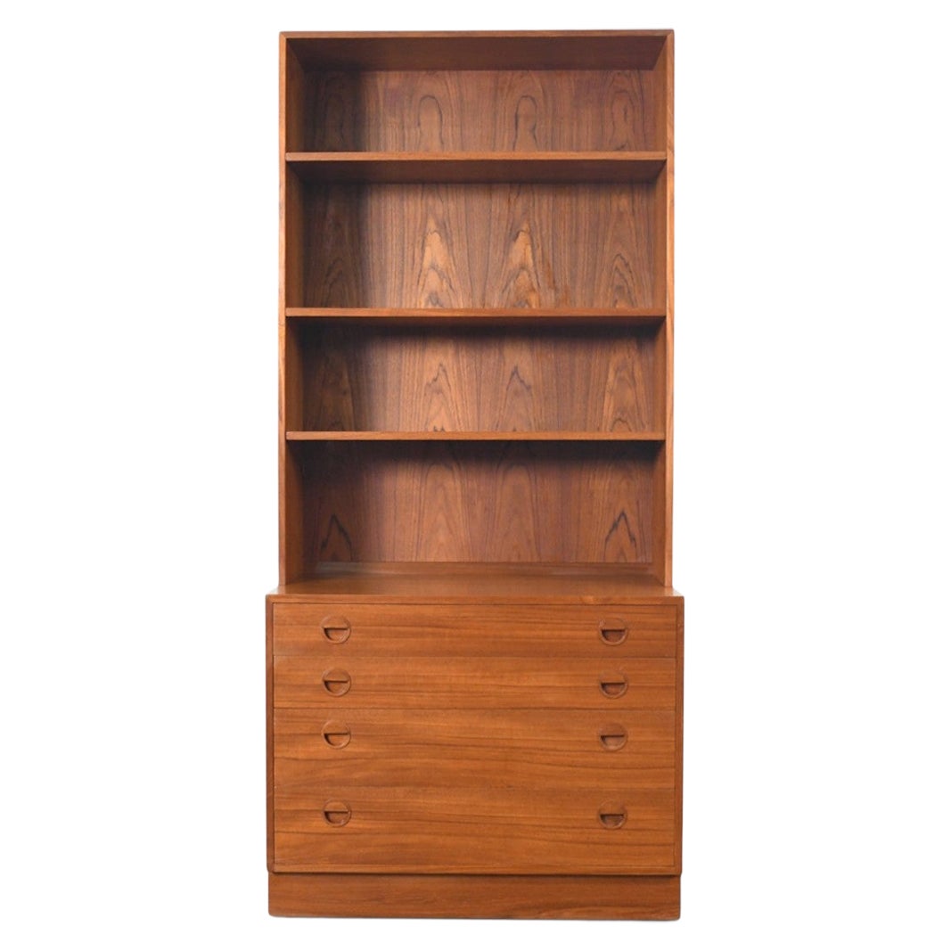 Danish Modern Four Drawer Chest With Bookcase Hutch  Danish Modern 1960s