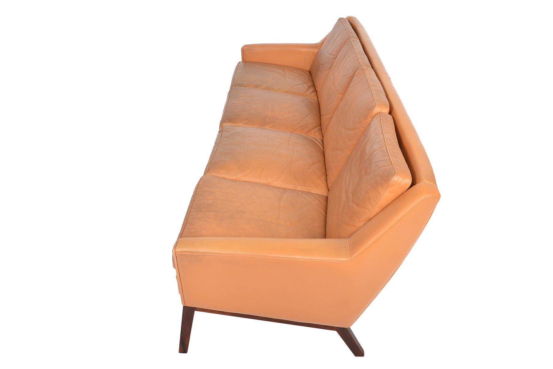 Danish Modern Four-Seat Sepia Leather Sofa 1