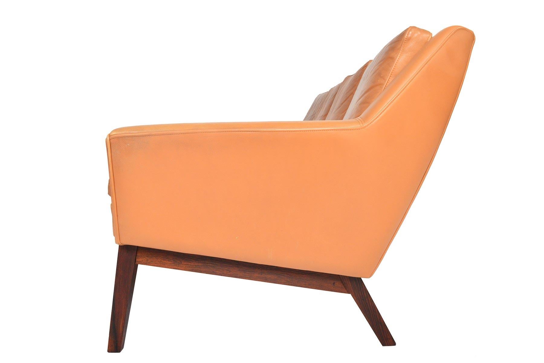 Danish Modern Four-Seat Sepia Leather Sofa 2